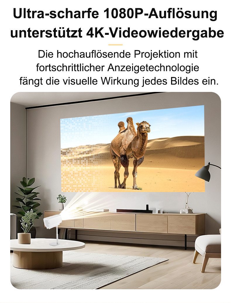 Fyrove Android Beamer WiFi&BT Portabler Projektor Mini Beamer LCD-Beamer (3500 lm, 4k Ultra HD,1500:1, 3840 x 2160, 1920x1080 px, Android 14 OS mit App-Store, Youtube, Netflix, Prime Video etc)