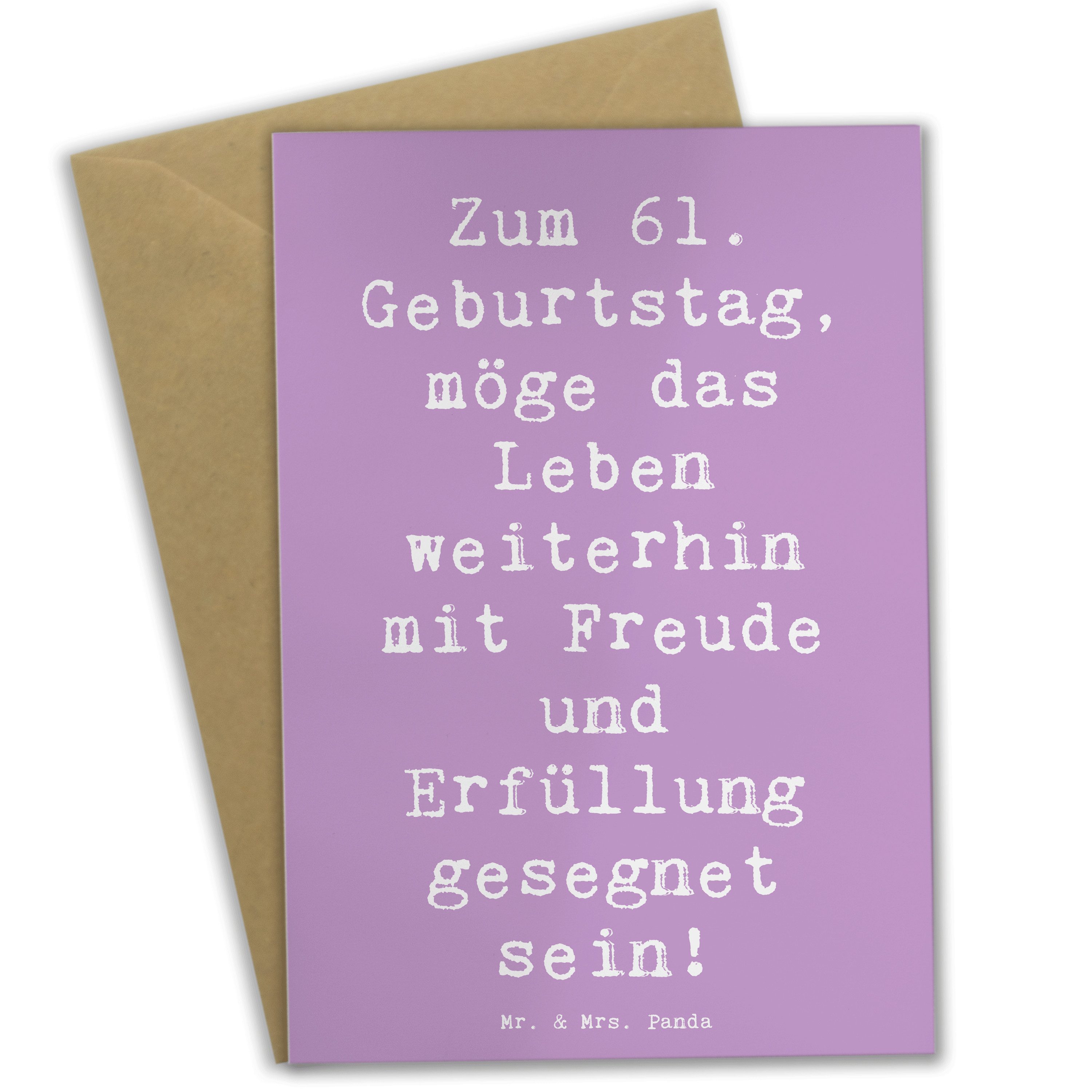 Mr. & Mrs. Panda Grußkarte Spruch 61. Geburtstag Freude Lavendeltraum