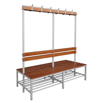 Steelboxx Sitzbank Doppelseitige Sitzbankgarderobe mit Schuhrost, lichtgrau/buche (1-St), Langlebige, pflegeleichte, verschweißte Stahl-Konstruktion