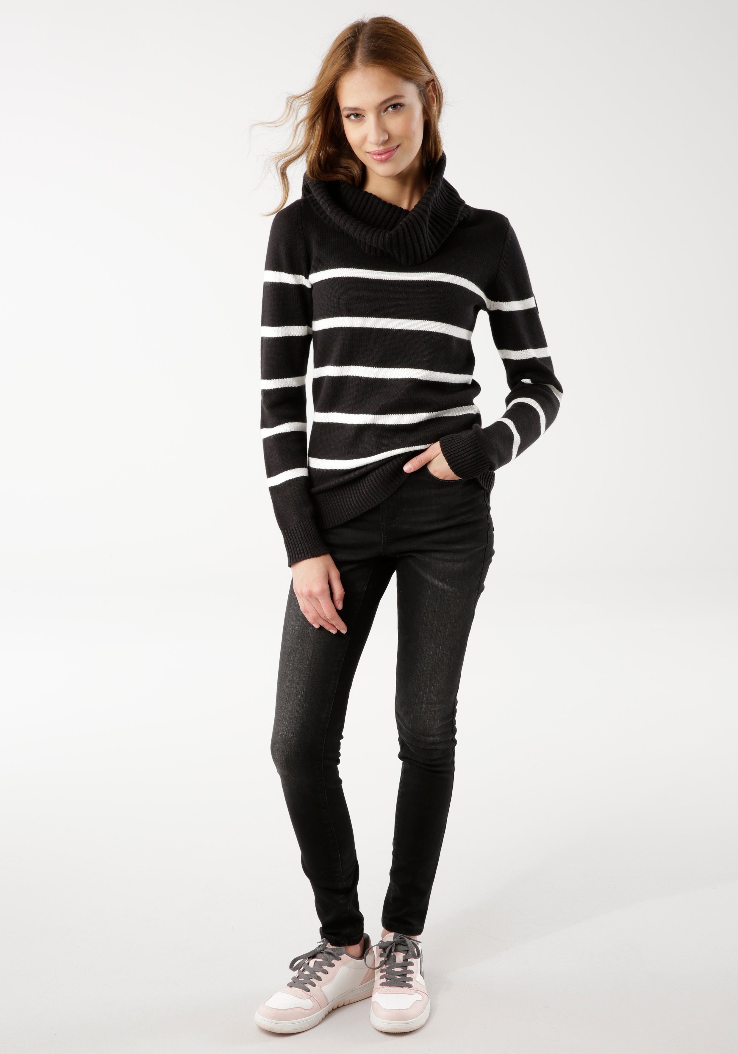 KangaROOS Rollkragenpullover mit Rollkragen, normale Passform, hüftbedeckende Länge, aus Baumwolle