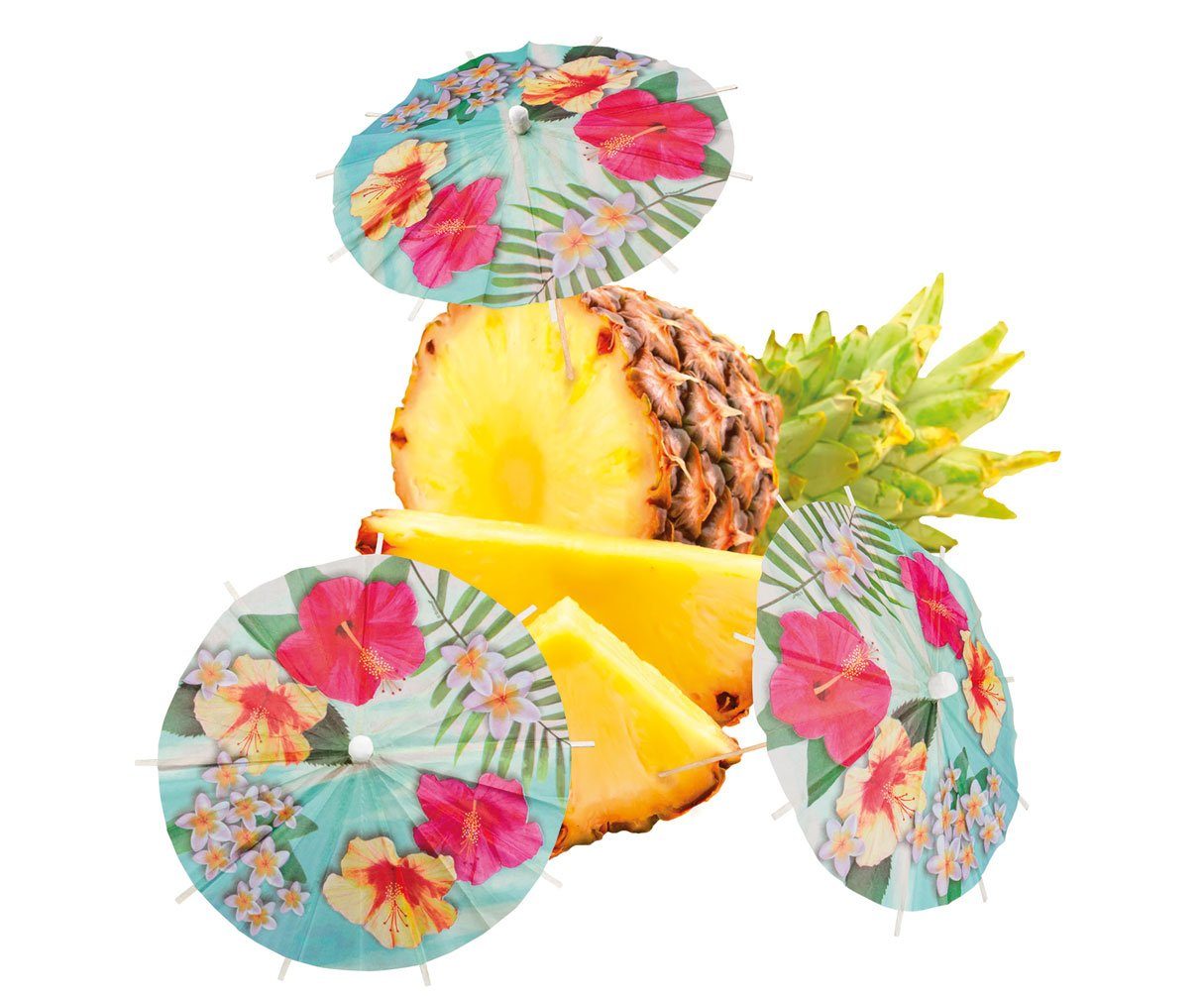 Set Pappteller Teile, Partygeschirr Einweggeschirr-Set Pappbecher XL Hibiskus Hawaii 30 Servietten Party Karneval-Klamotten Blume