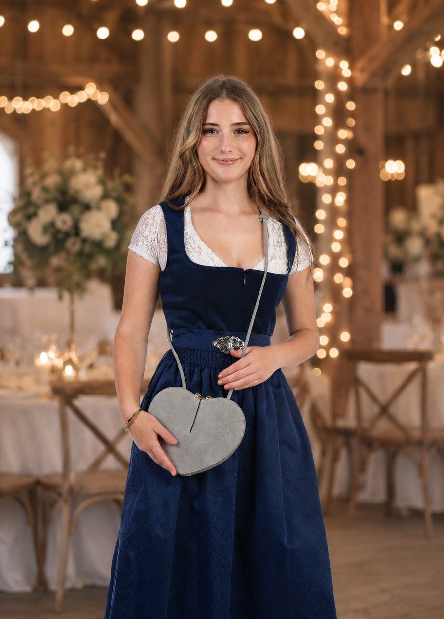 Der Trachtler Trachtentasche Handtasche Umhängetasche "Herzerl", weiches Veloursleder - Made in Italy – Bild 4 von 5