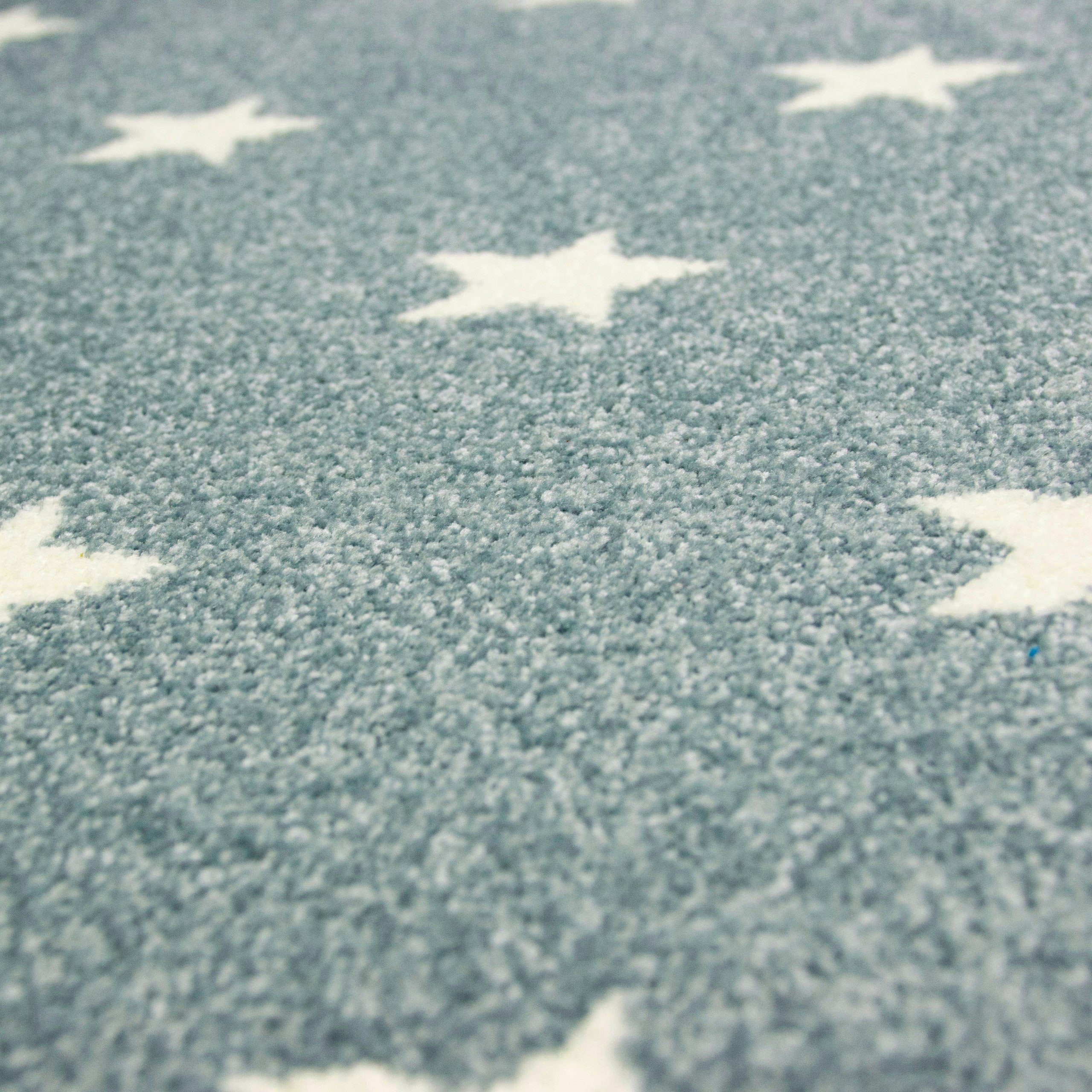 Carpetia Teppich Kinder Spielteppich Stern in Türkis mit Sternenmuster, sternförmig, Höhe: 13 mm