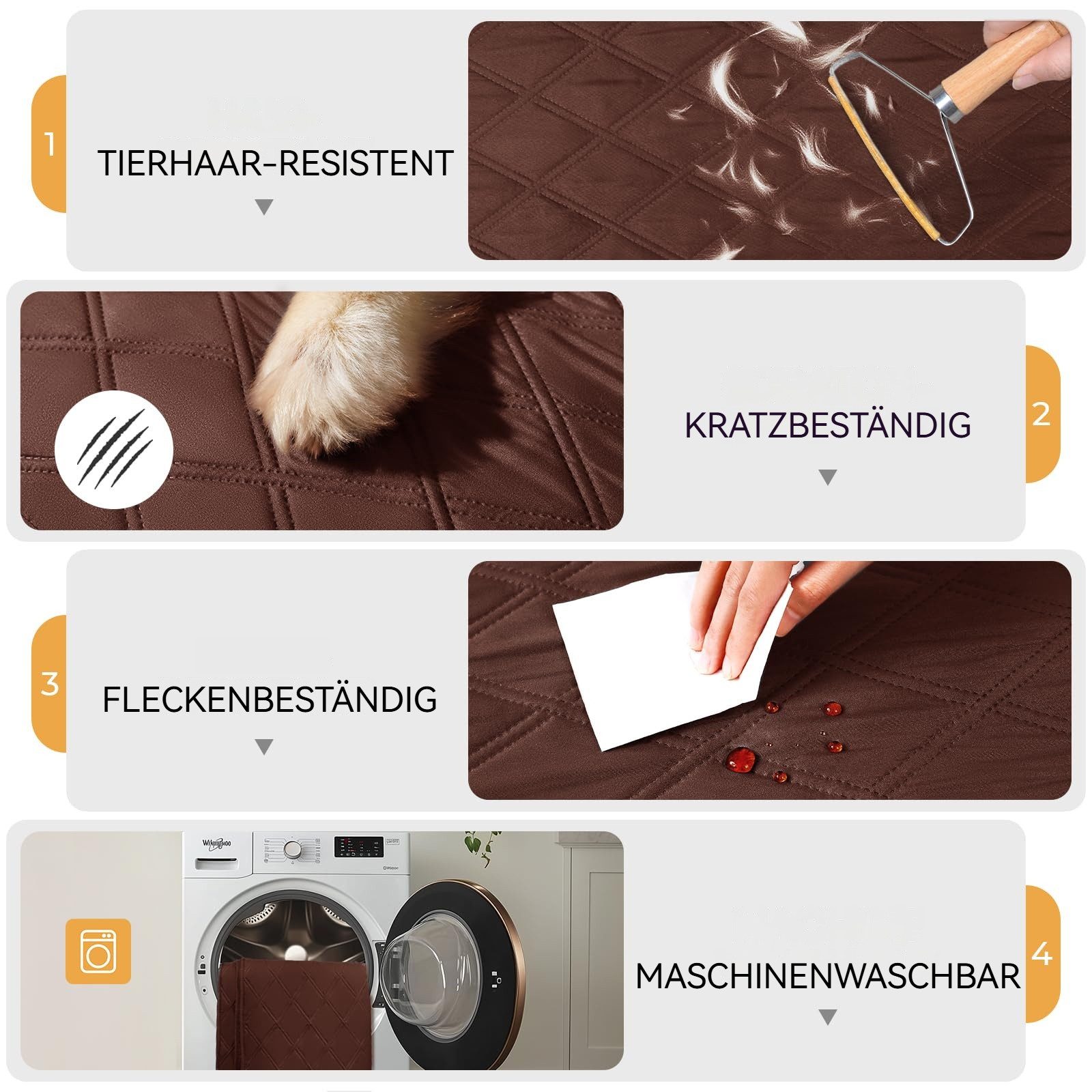 Ledander Hundematte wasserdichte Hundedecke mit Rutschfesten Punkten, rutschfeste, Hundedecke als Schutz für Sofa Bett Auto, Robuste Hundematte – Bild 5 von 5