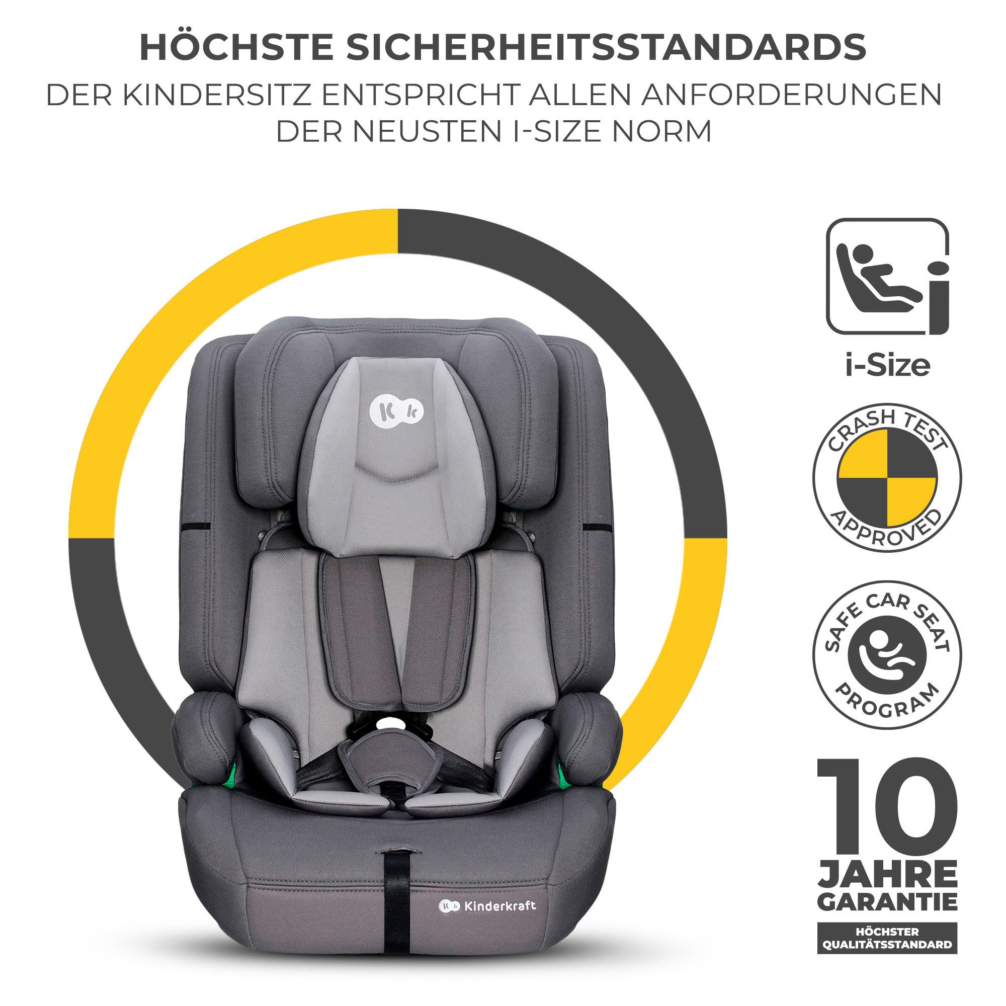 Kinderkraft Autokindersitz SAFETY FIX 2 i-Size, ab: 15 Monaten, bis: 12 Jahren, ab: 76 cm, bis: 150 cm, mit herausnehmbarem modularen Einsatz