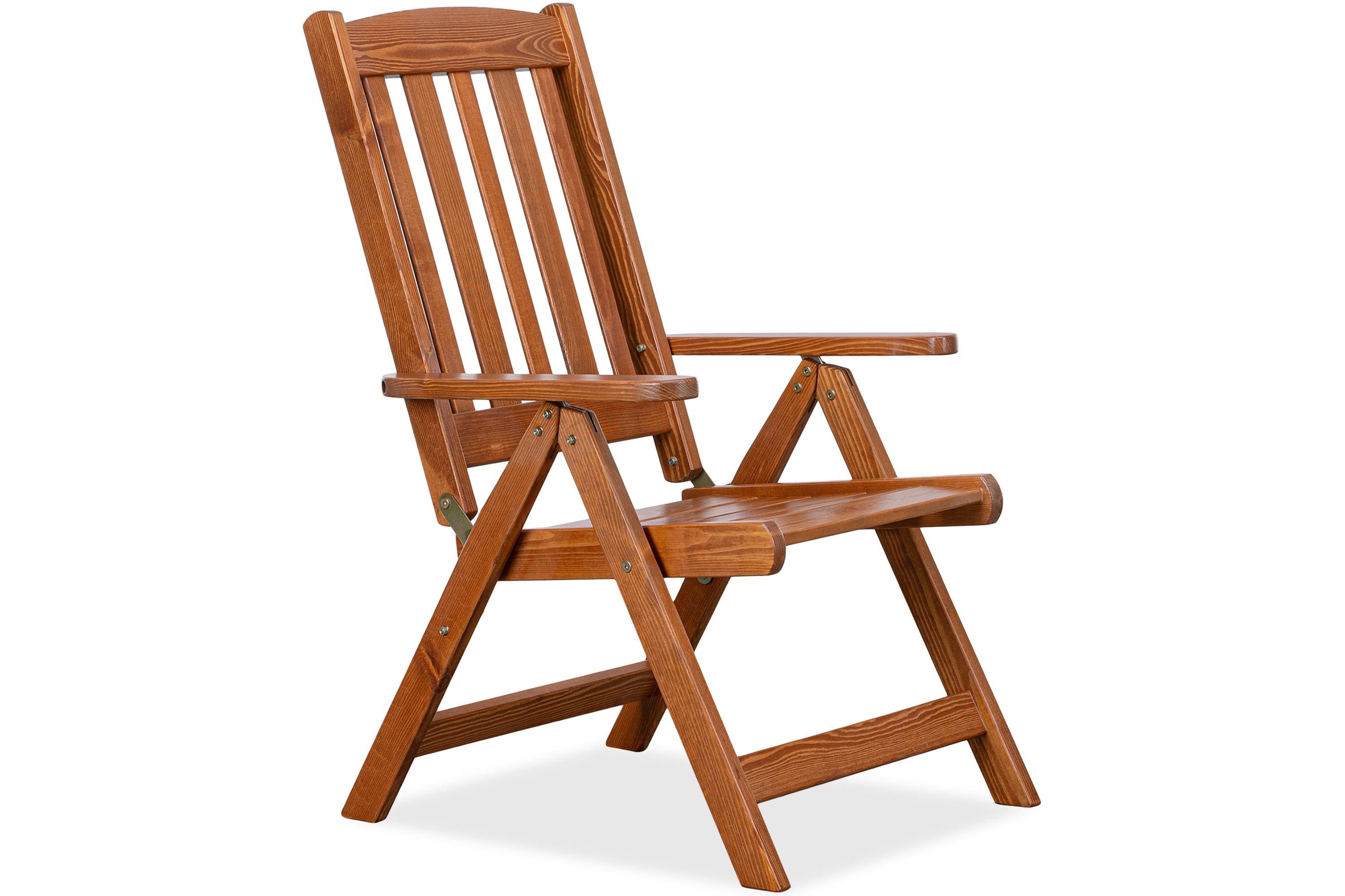 KONSIMO® Gartenstuhl ALCES Gartenstuhl, hochverstellbarer Klappstuhl, FSC-zertifiziert, hergestellt in der EU,massives Kiefernholz,handgefertigt