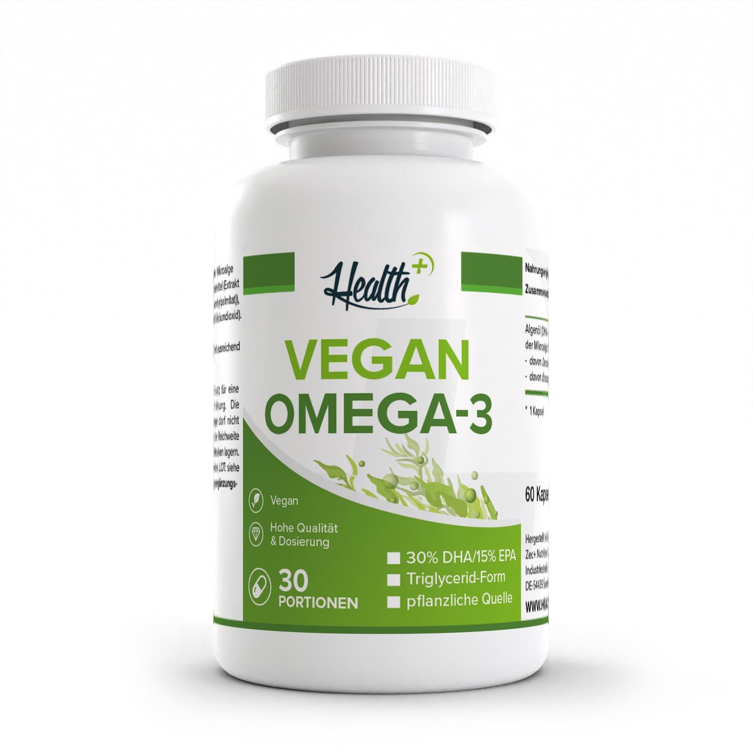 Zec+ Nutrition HEALTH+ Algen-Öl Kapseln, Vegan Omega 3, 60 Kapseln Kapsel