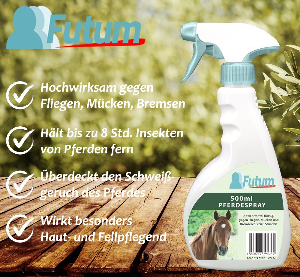 FUTUM Insektenspray Pferde Spray Fliegen Insekten Std Hält Spray bis Made Germany zu 3-St., in fern, 8 Bekämpfung, Insekten