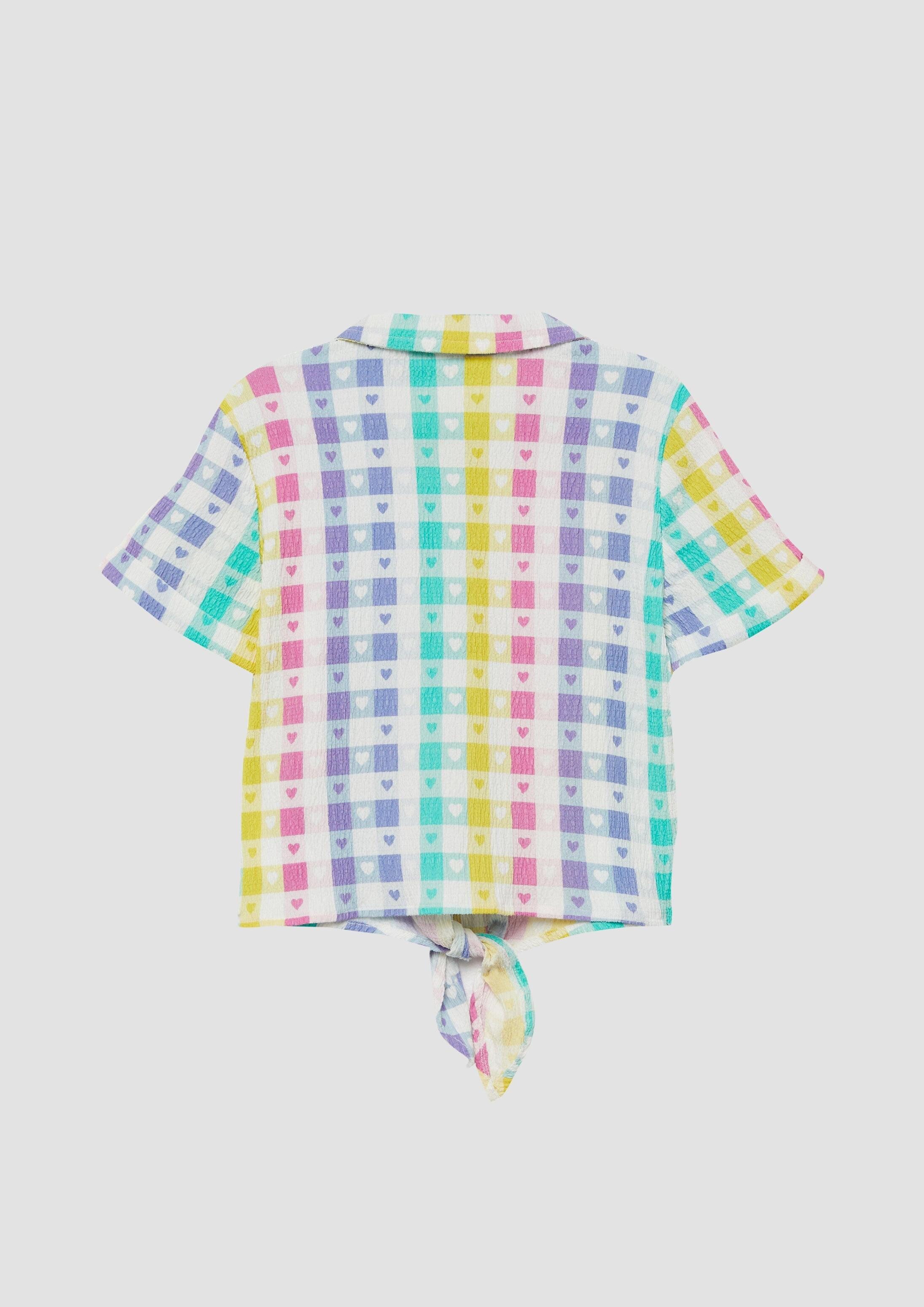 s.Oliver Kurzarmbluse Bluse Bluse mit Crêpestruktur und Knoten-Detail
