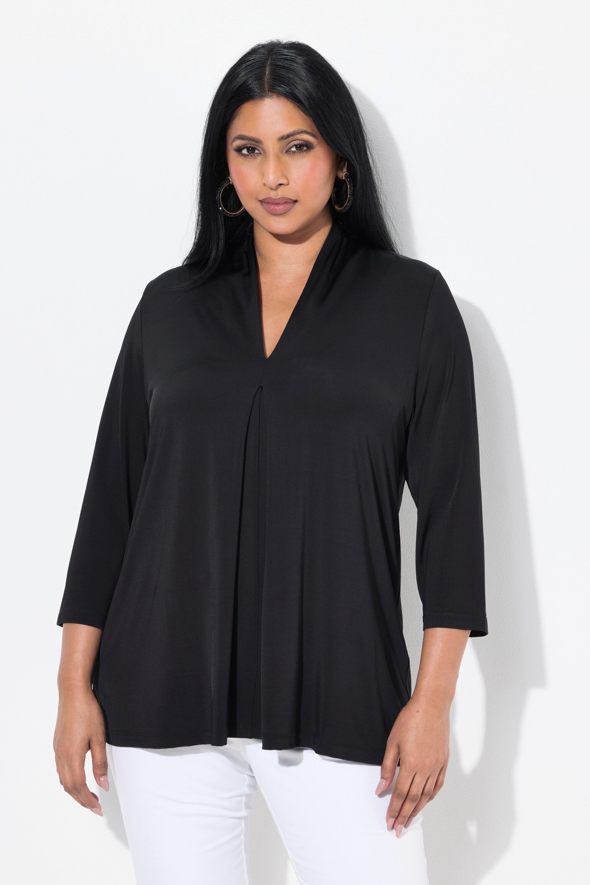 Ulla Popken T-Shirt Slinkyshirt A-Linie Kelchkragen günstig online kaufen