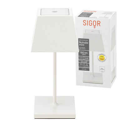 SIGOR LED Tischleuchte Sigor Nuindie Mini eckiger Schirm (25cm) Akku-LED-Tischleuchte