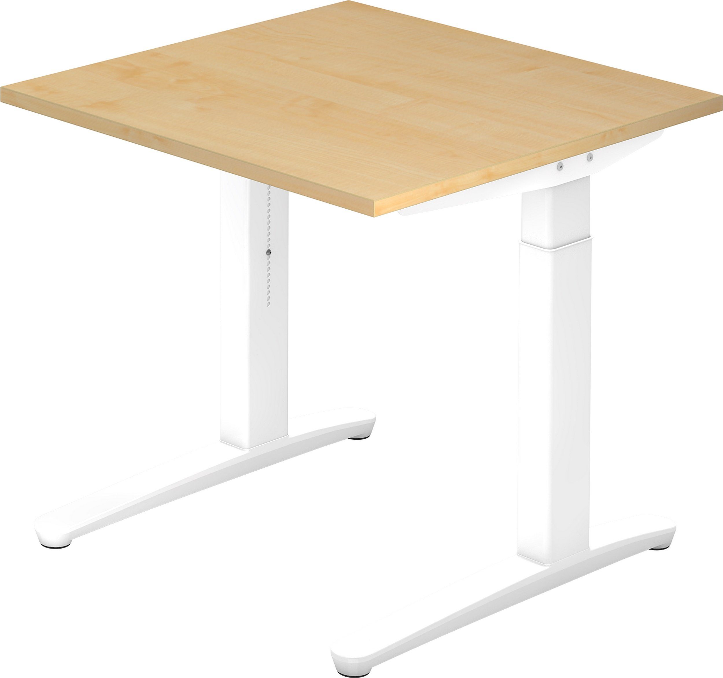 bümö Schreibtisch Schreibtisch Serie-XB, Quadrat: 80 x 80 cm - Dekor: Ahorn - Gestell: Weiß