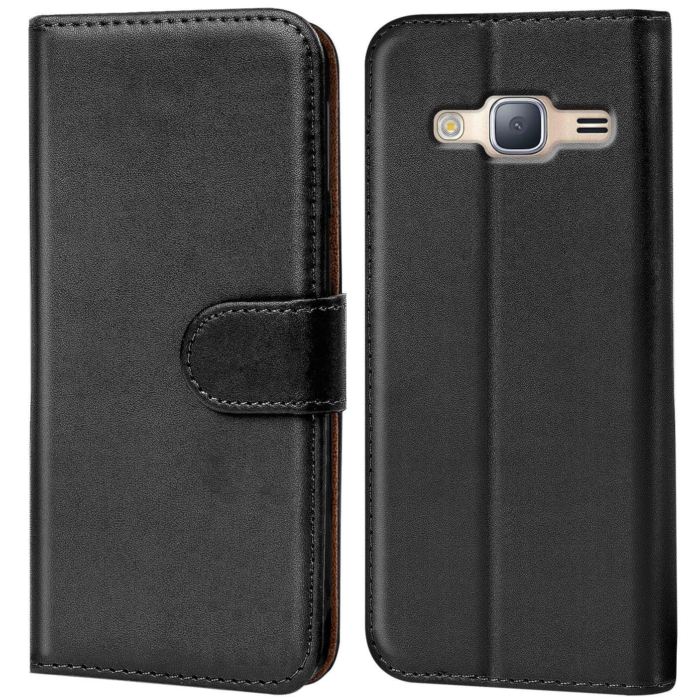CoolGadget Handyhülle Wallet Klapp Tasche Book Case für Samsung Galaxy J3 2016 5,0 Zoll, Hülle Klapphülle Flip Cover Etui Schutzhülle