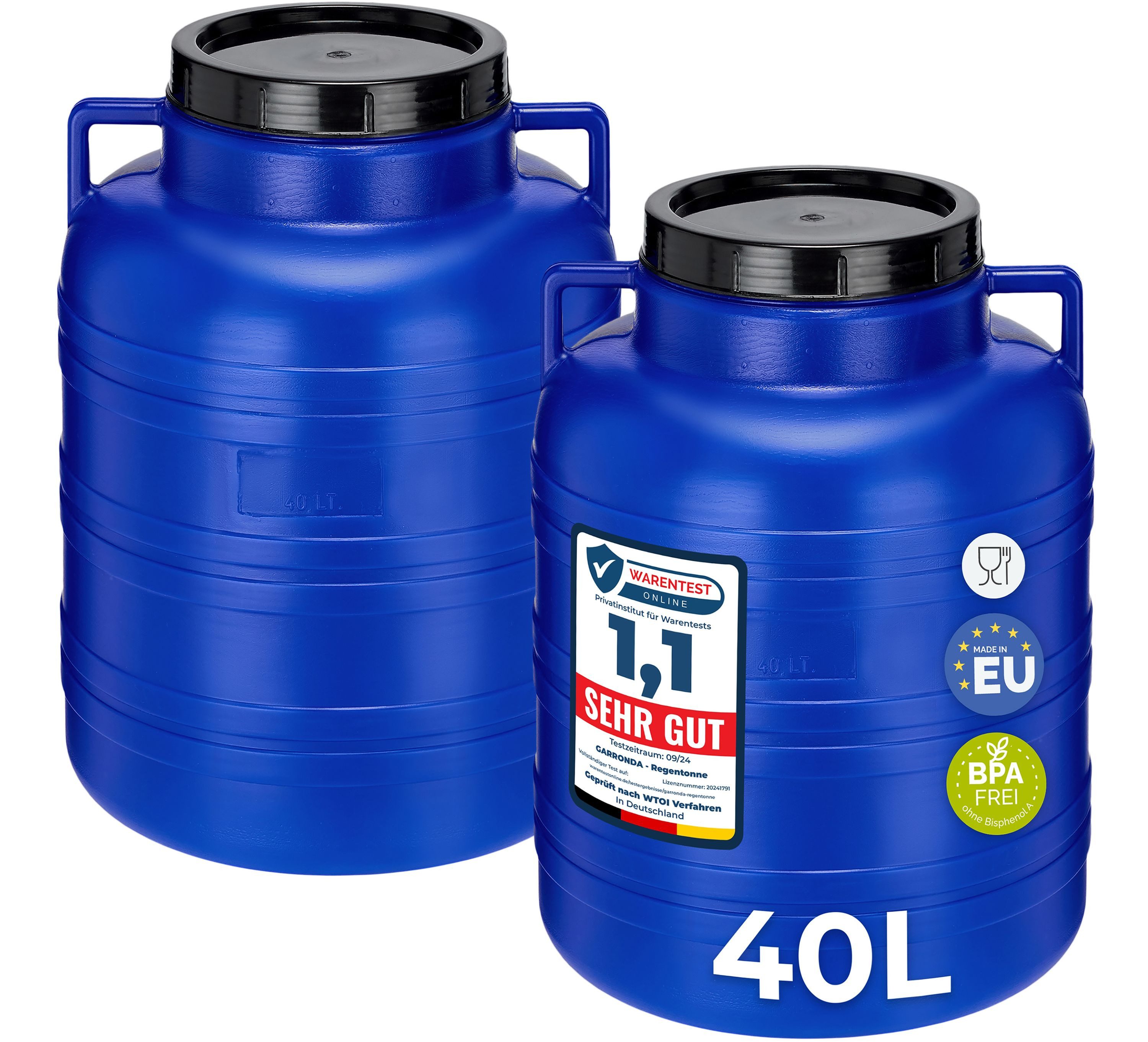 Garronda Regentonne Set 40 Liter Futtertonne BPA-frei Lebensmittel-Fass GD-0127, 40 l, (2-tlg), BPA-Frei