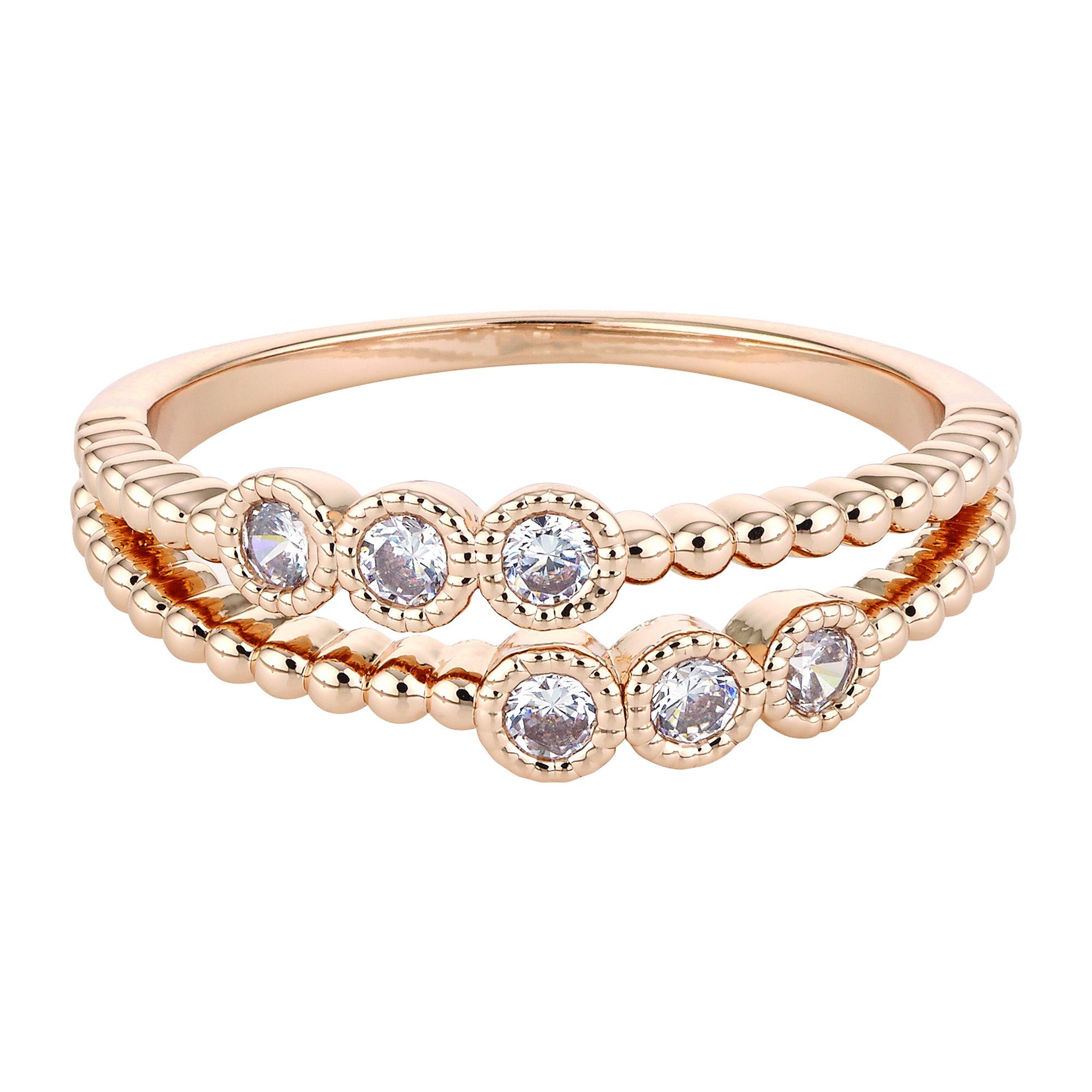 Buckley London Fingerring Messing rotvergoldet Kristalle günstig online kaufen