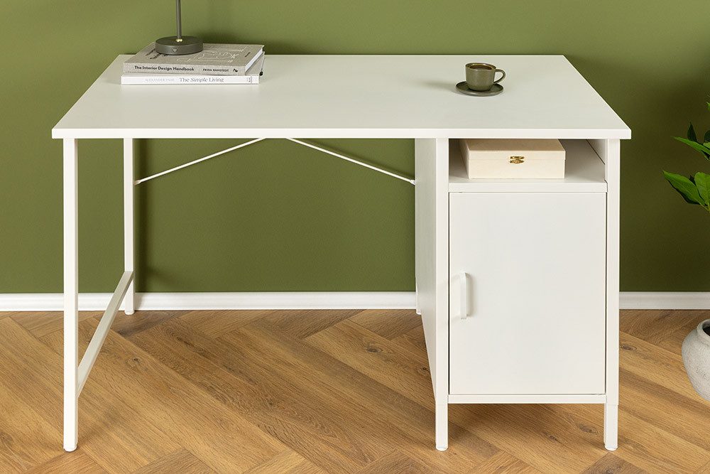 riess-ambiente Schreibtisch DURA STEEL 100cm weiß - Metall, Stauraum, zeitl günstig online kaufen