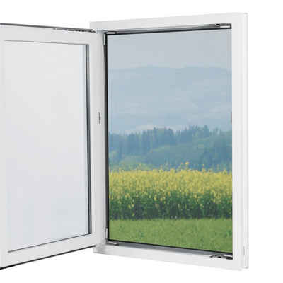 Insektenschutzplissee, EASYmaxx, Magnetbefestigung, Moskitonetz mit Pollenschutz fürs Fenster 150x130cm grau