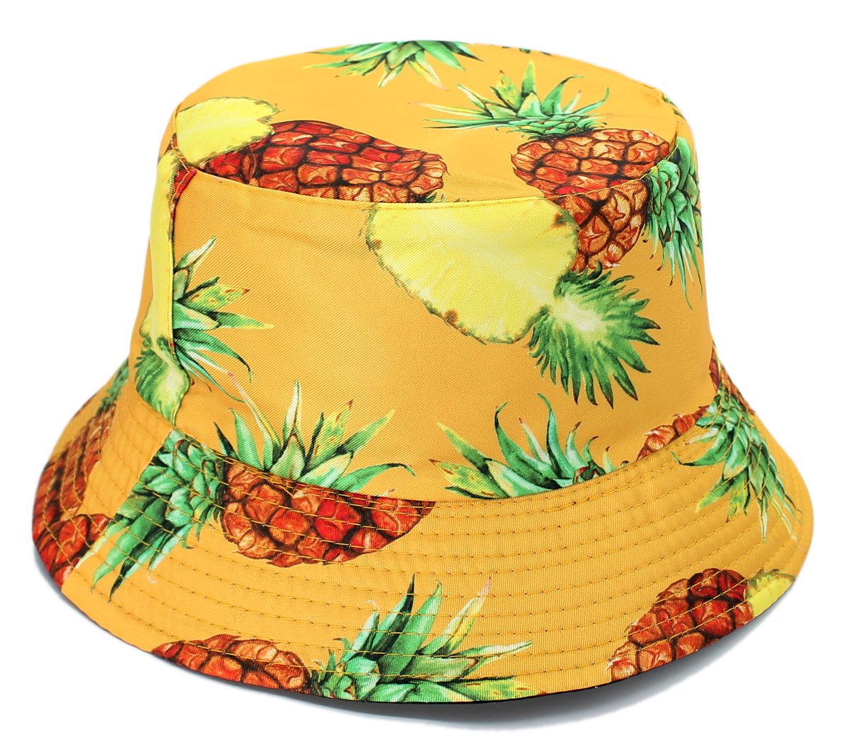 dy_mode Fischerhut Wendemütze mit Ananas-Print – 2-in-1 Bucket Hat für Damen & Herren beidseitig tragbar