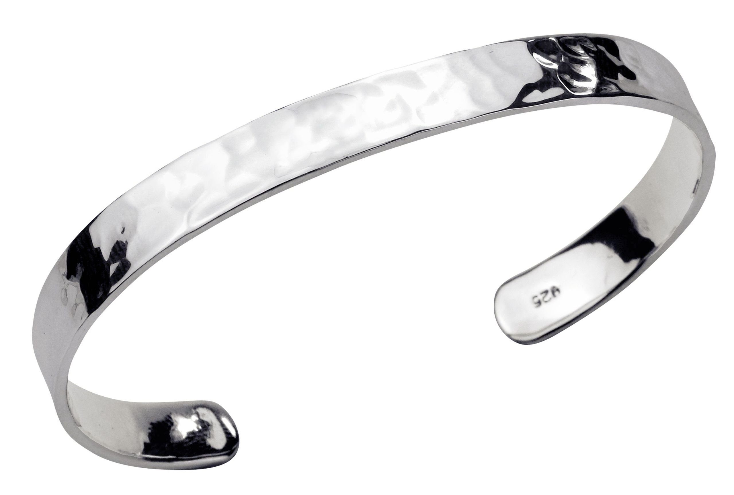 SILBERMOOS Armreif Klassische Armspange "Hammerschlag", 925 Sterling Silber
