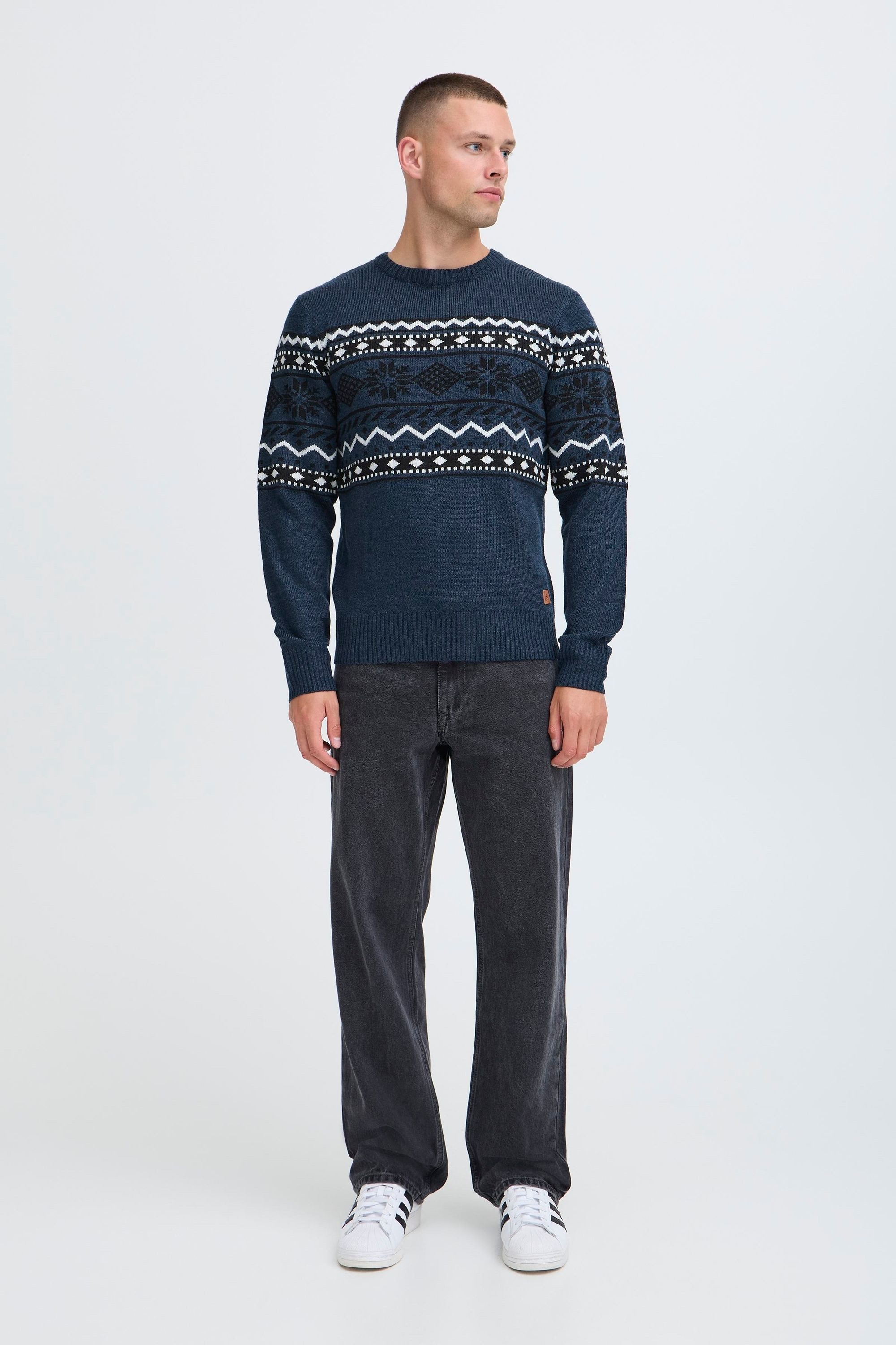 Blend Strickpullover BHNohr Klassischer Norweger Grobstrickpullover