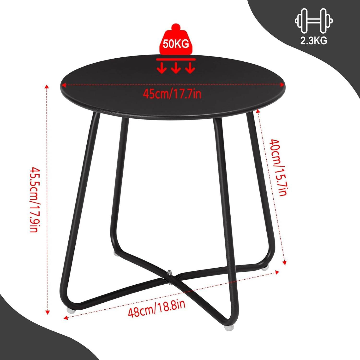 EUGAD Beistelltisch (1-St), rund, Balkontisch Gartentisch, aus Metall, φ48xH45cm