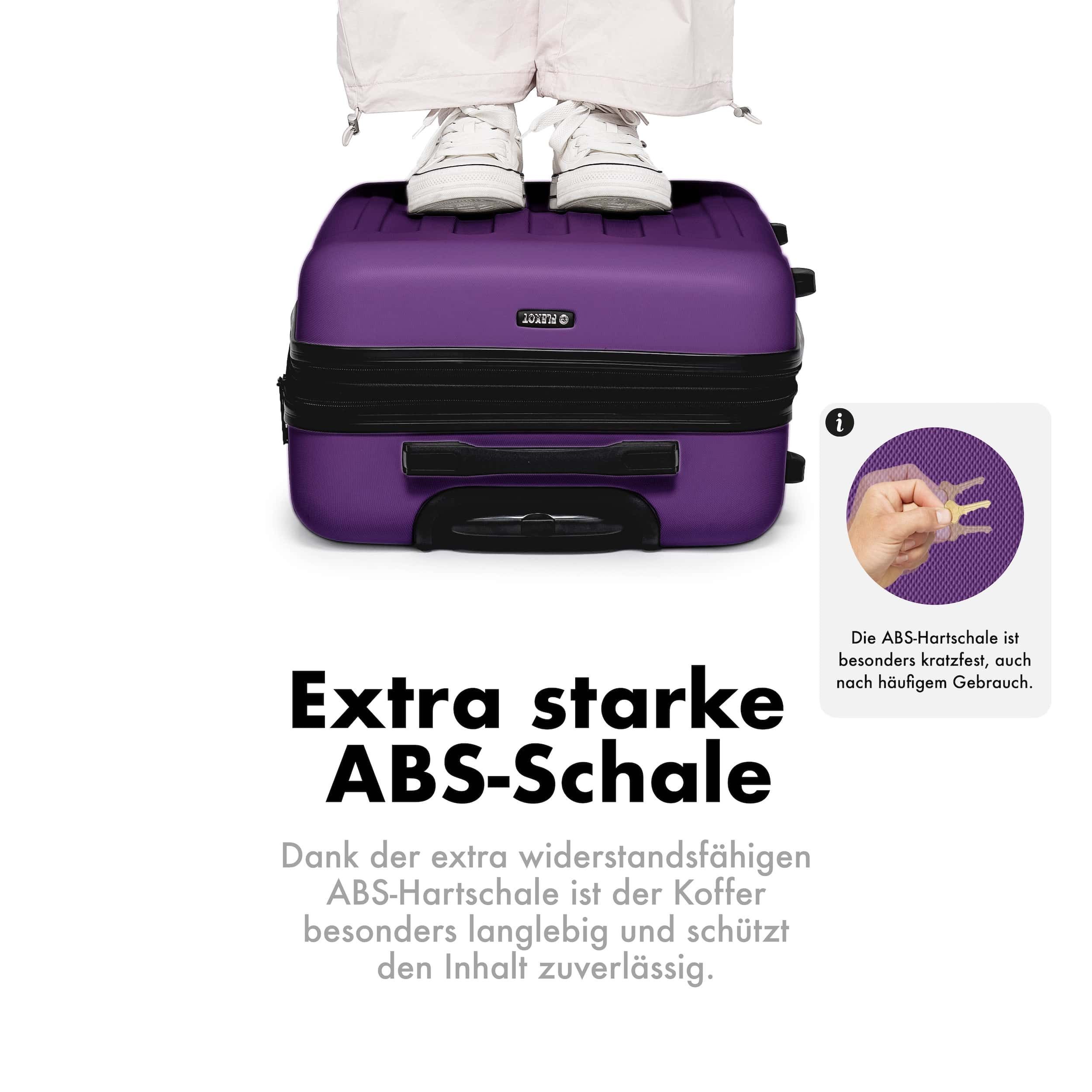 Flexot Hartschalen-Trolley F-3045 (Gr. M, L, XL) – Kofferset – ABS-Hartschale, 4 Rollen, Robuster und moderner Koffer mit vier 360° Rollen und Zahlenschloss – Bild 4 von 5