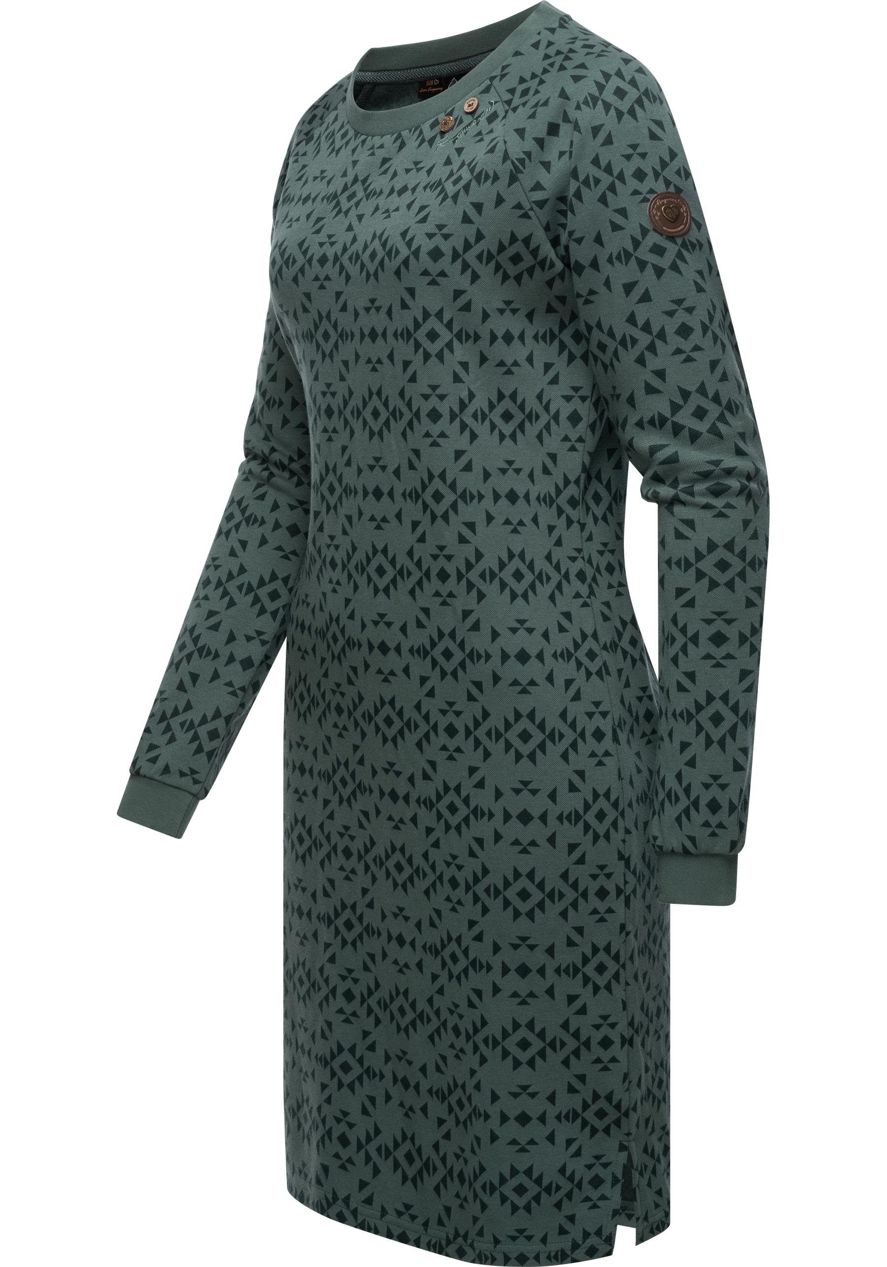 Ragwear Sweatkleid Dassa Aztec stylisches Langarmkleid für den Winter,  Unifarbenes Minikleid + top Länge bis Oberschenkel | Jerseykleider