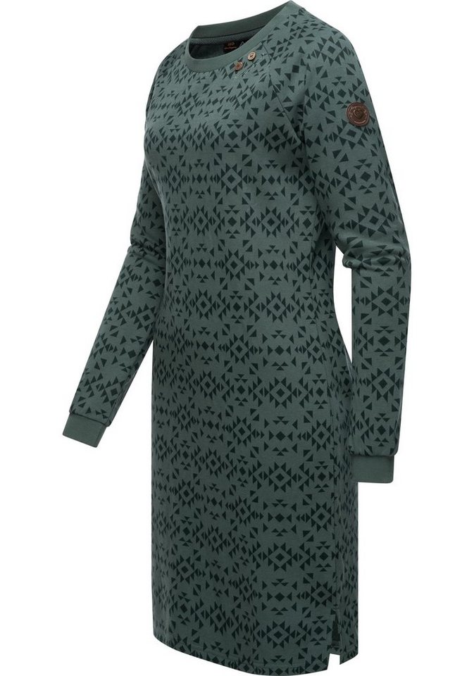Ragwear Sweatkleid Dassa Aztec stylisches Langarmkleid für den Winter,  Unifarbenes Minikleid + top Länge bis Oberschenkel