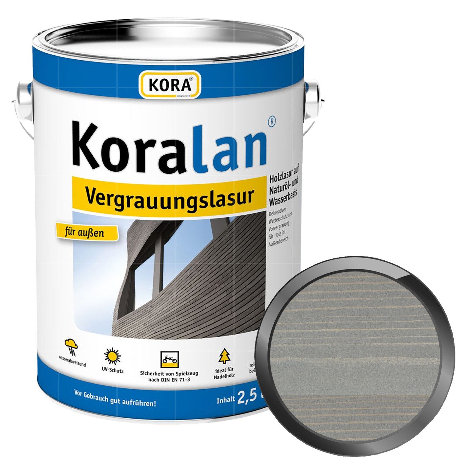 KORA Holzschutzlasur Koralan Vergrauungslasur - 2.5 Ltr