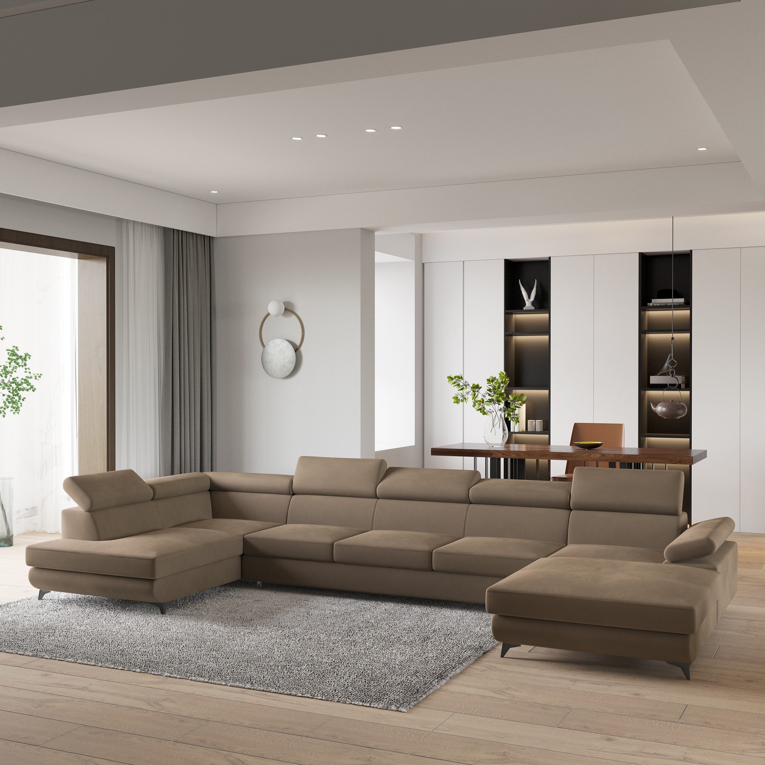 Masseno Ecksofa MONTIVA mit Schlaffunktion U-Form, Sofa mit Bettkasten