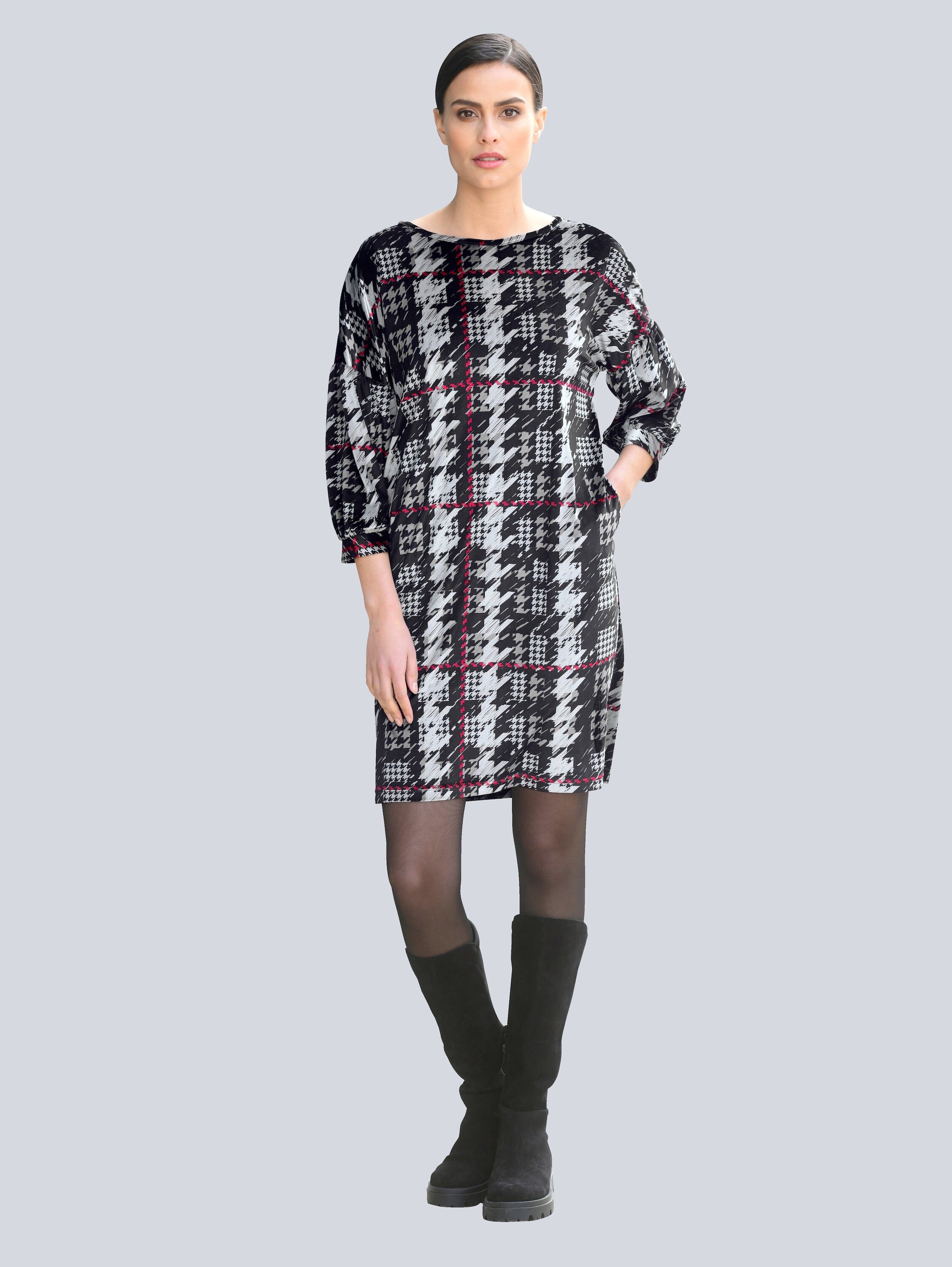 Alba Moda Jerseykleid Jerseykleid mit Hahnentrittdessin