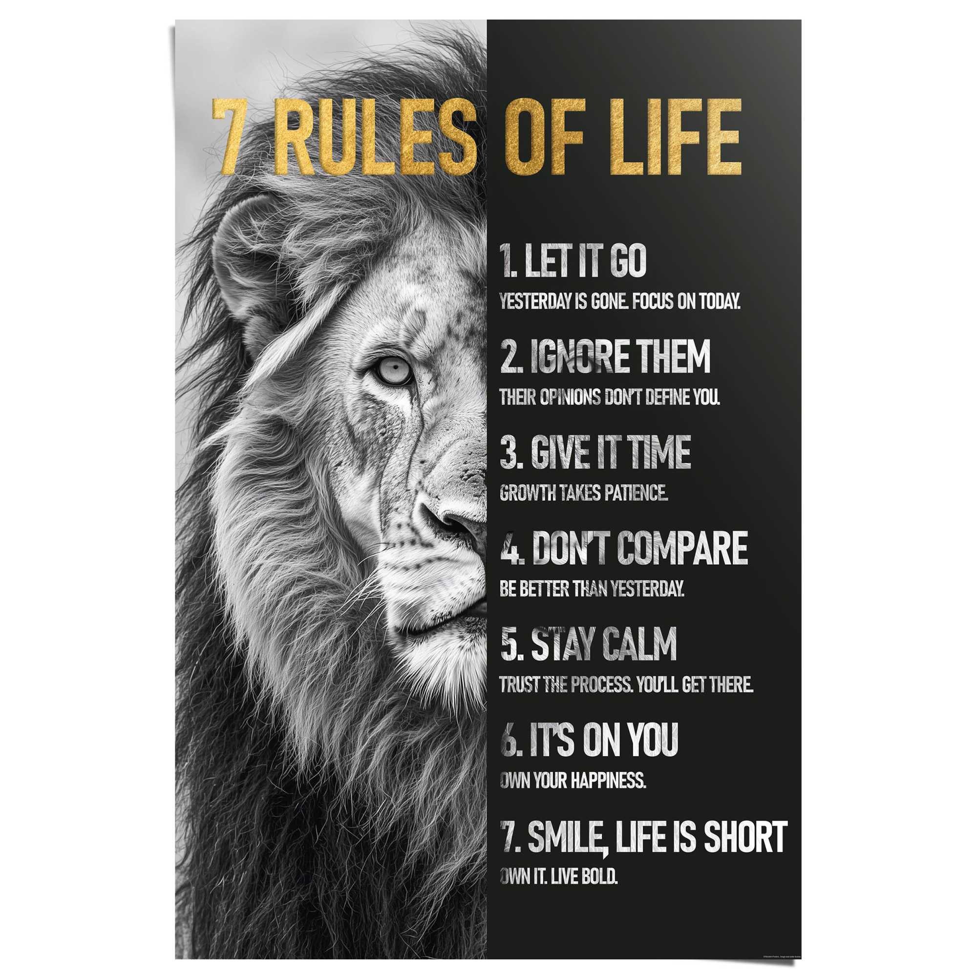 Reinders! Poster Regeln des Lebens, Hobbyraum - Schwarz-Weiß - 150 gr. Papi günstig online kaufen