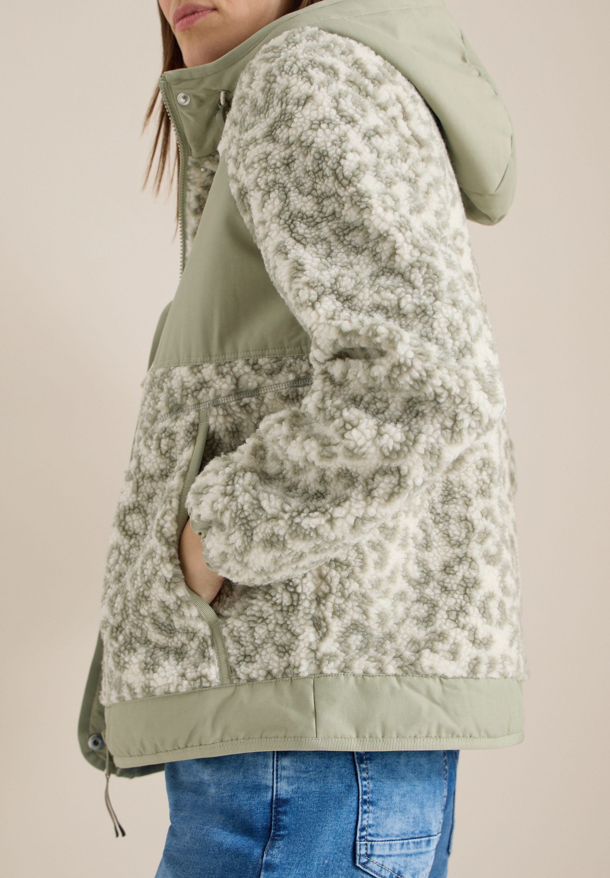 CECIL Fleecejacke mit Animal-Muster und Kapuze