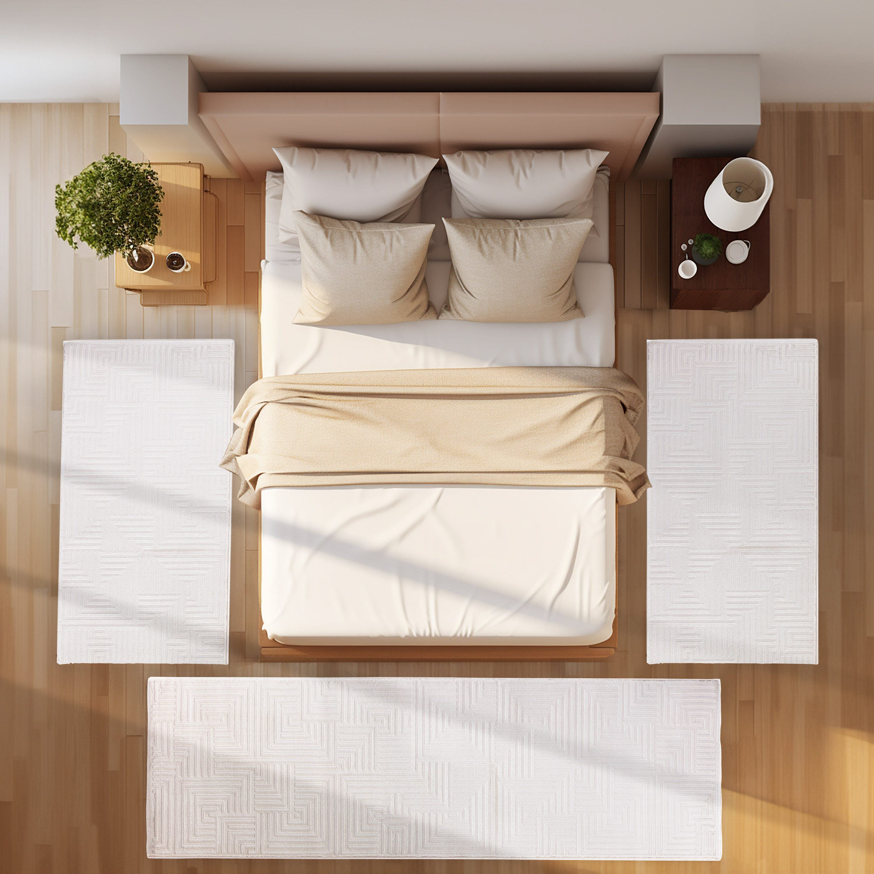 SIMPEX24 Kurzflor-Bettumrandung Geometrisch Design, Höhe 12 mm, (Bett-Set, günstig online kaufen