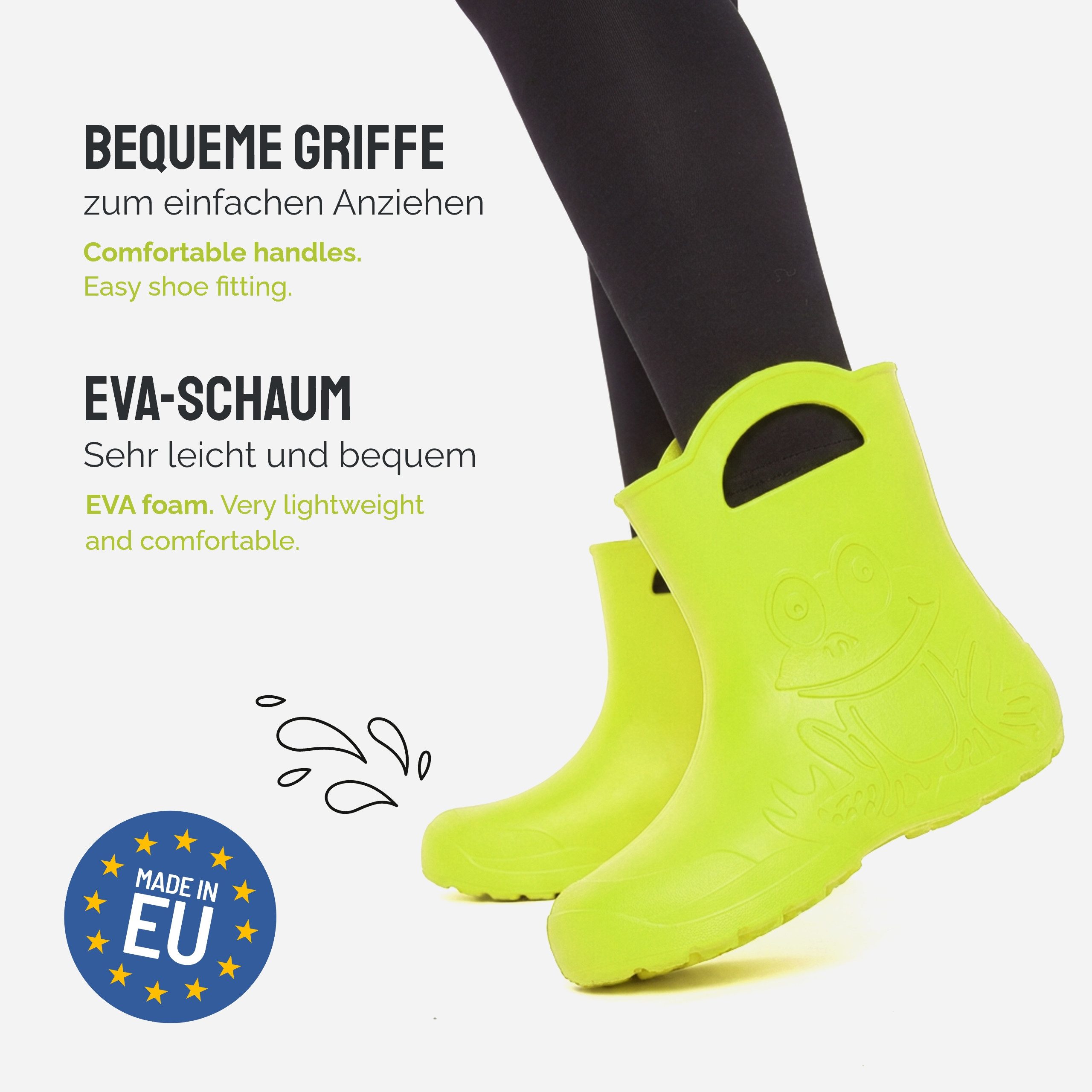 Ladeheid EVA Regenschuhe für Frauen LA-CA-09 Gummistiefel Damen federleichte Gartenschuhe mit Griffen