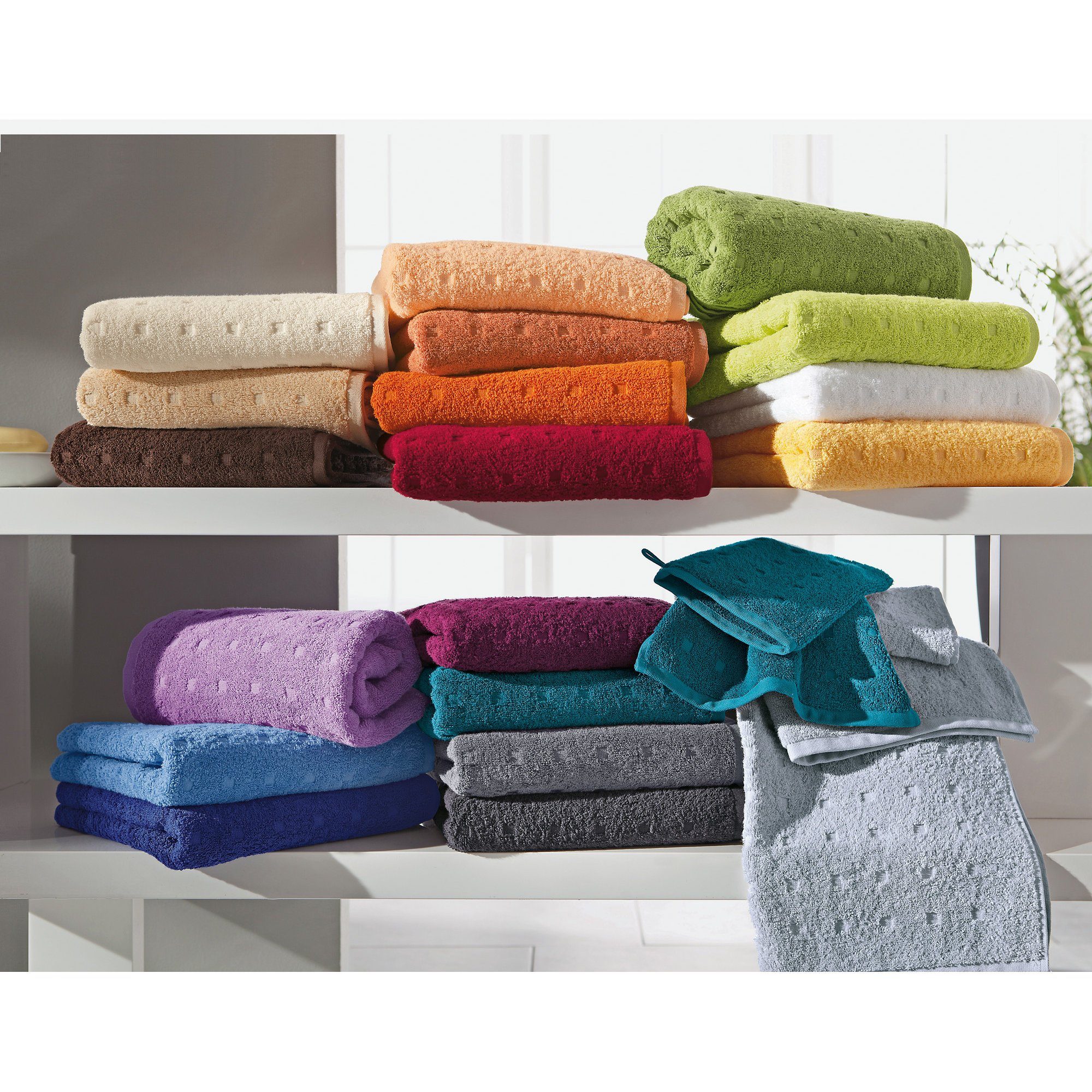 Möve Handtuch Handtuch "Quadretti", Walk-Frottier Uni günstig online kaufen