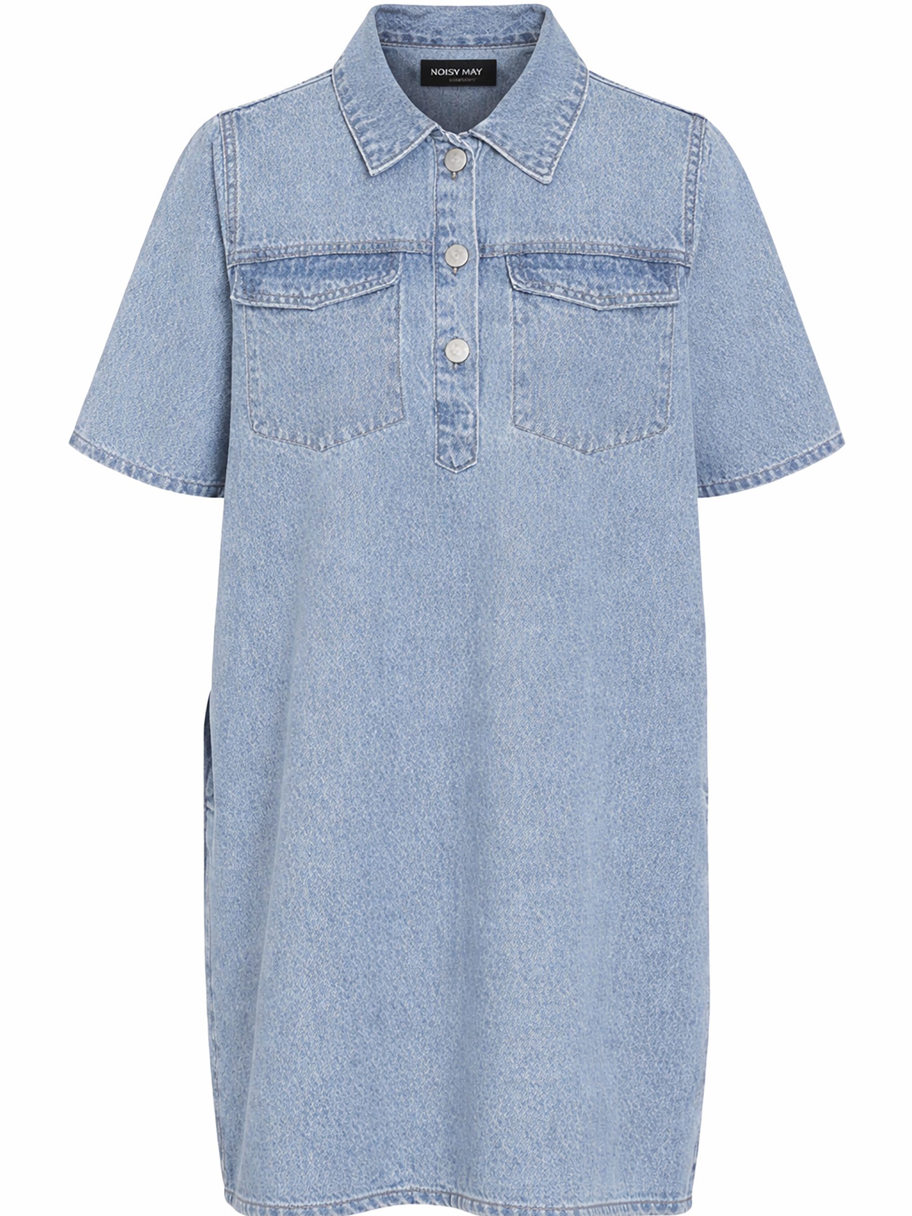 Noisy may Shirtkleid Lässiger Denim Look Halbarm Klassischer Kragen (kurz, 1-tlg) NMINDIE S/S SHORT DRESS AZ425LB NOOS