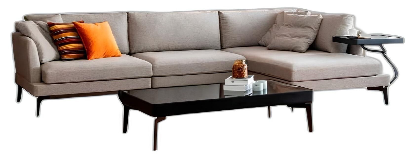 Xlmoebel Ecksofa L-förmige Stoffcouch in Grau für modernes Wohnen, 1 Teile, Hergestellt in Europa