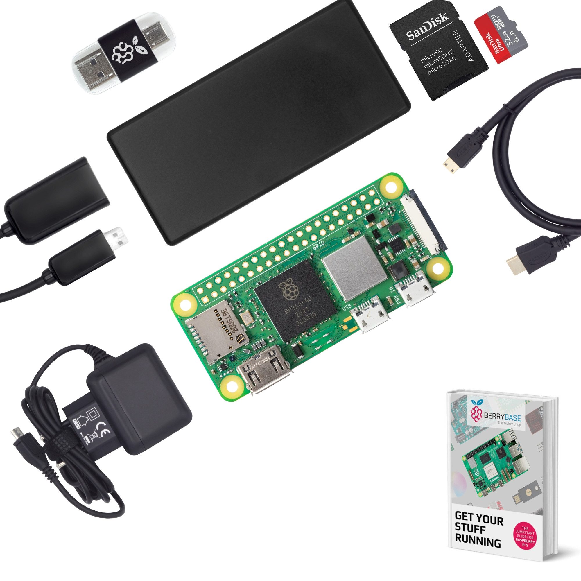 BerryBase Raspberry Pi Zero 2 W  Tracking & Ad-Blocker Kit, 512MB RAM Mini-PC Barebone