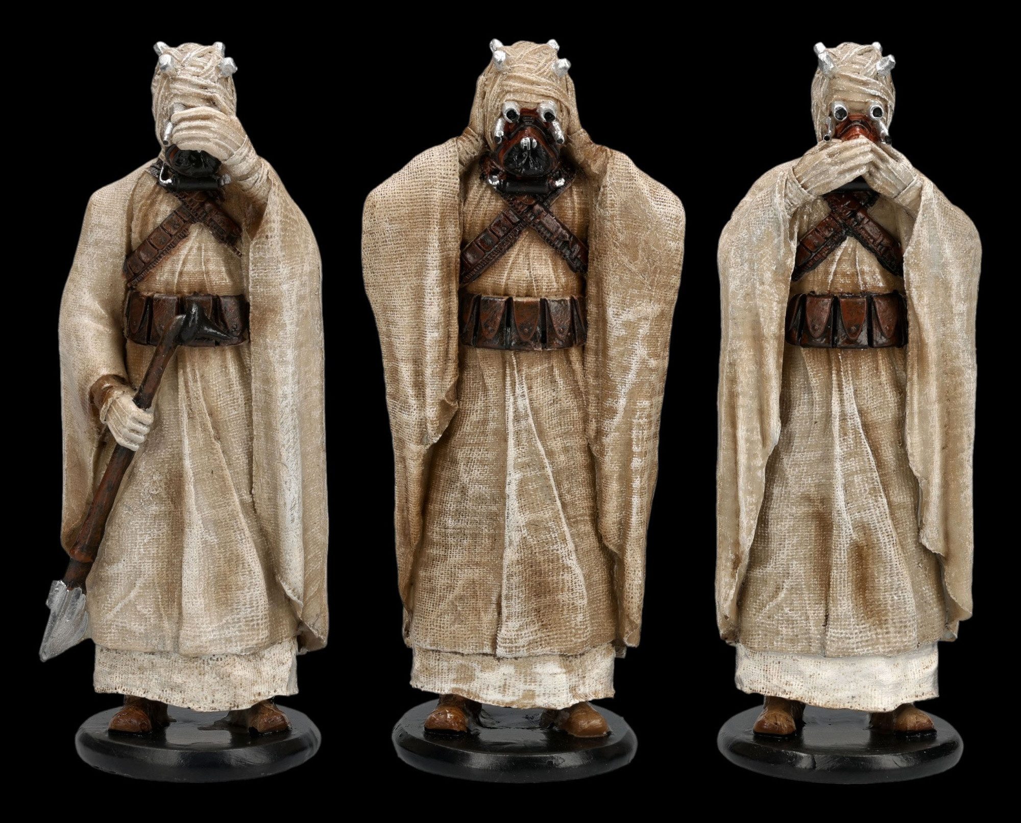 Figuren Shop GmbH Fantasy-Figur Tusken Raider Figuren Set - Drei Weise Wüstenkrieger 14.5 cm Dekofigur