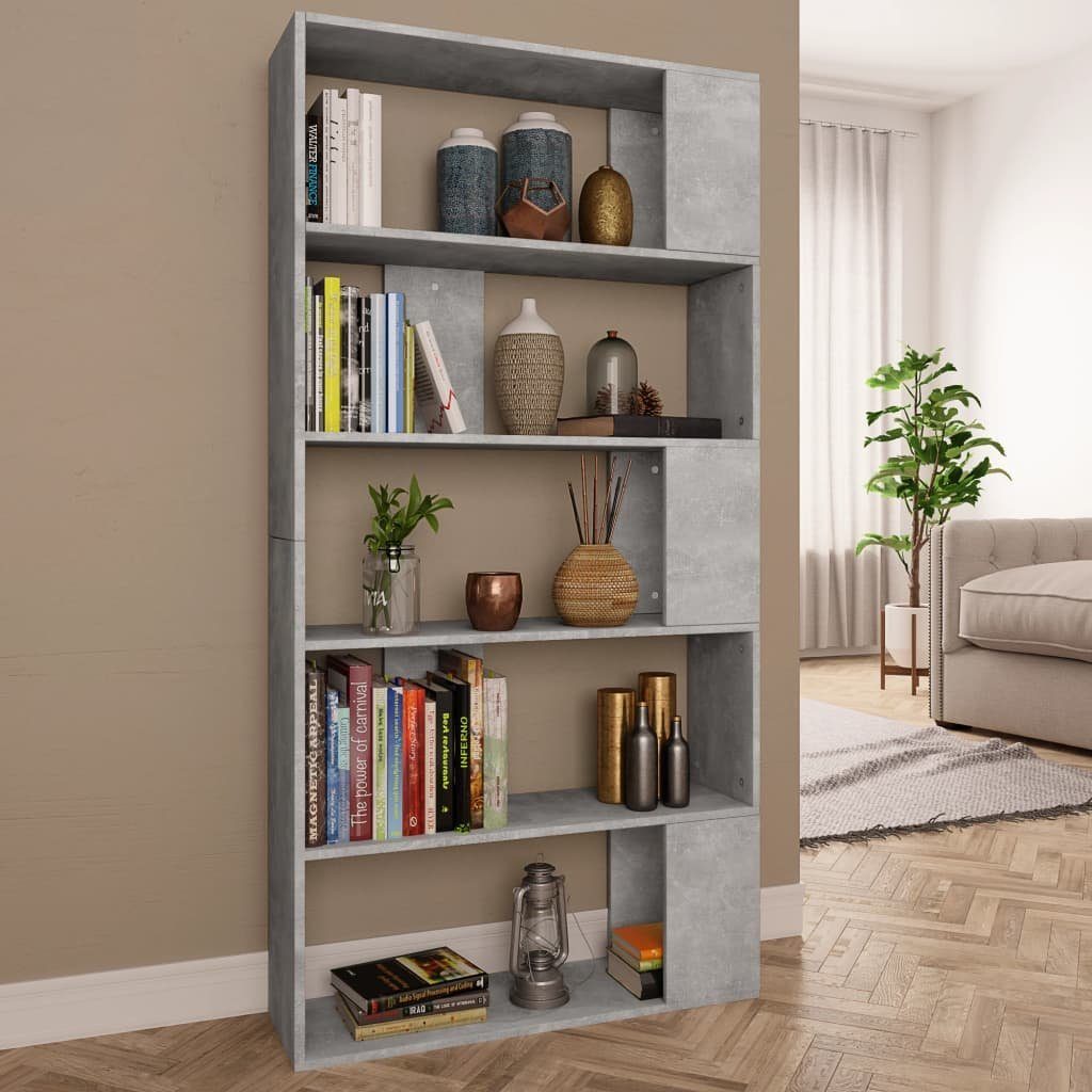 furnicato Bücherregal Bücherregal/Raumteiler Betongrau 80x24x159 cm Holzwerkstoff, 1-tlg.