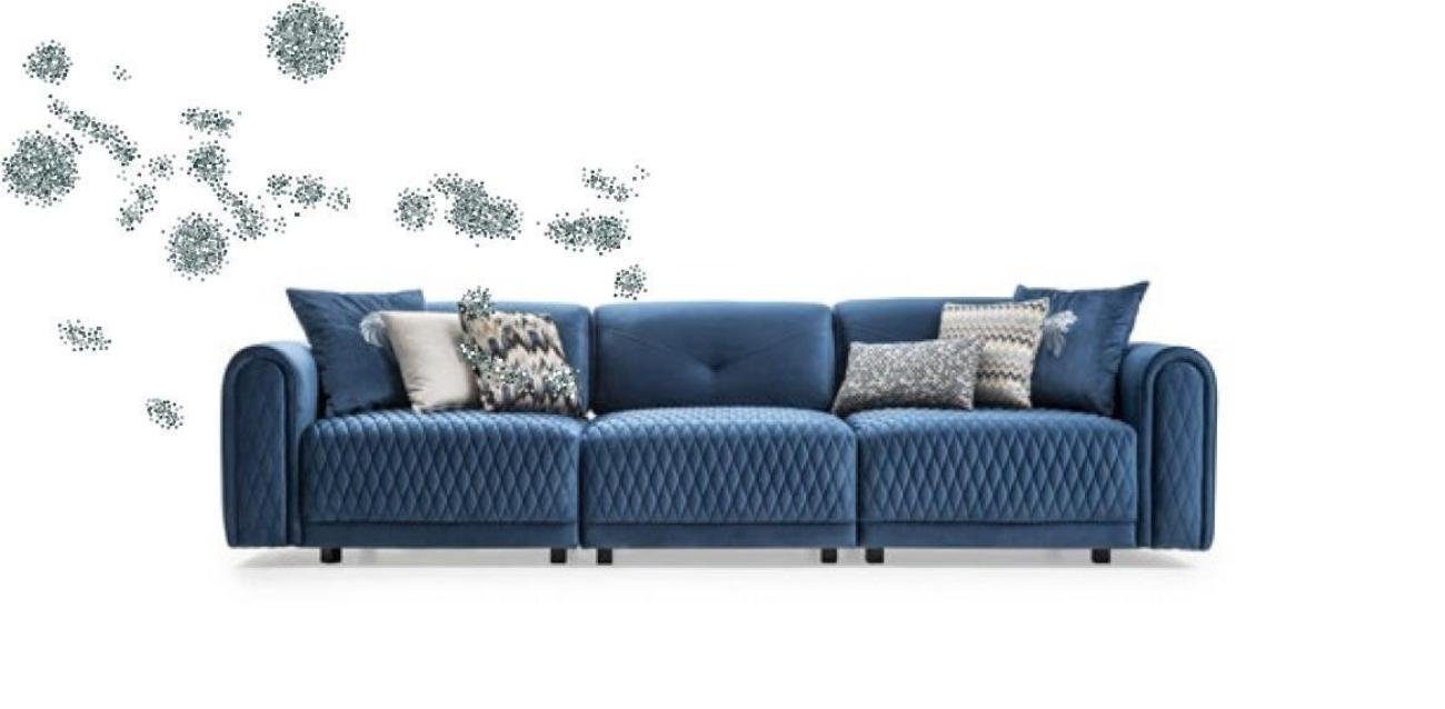 Wohnzimmer Blau Couchen 4 Sitzer Leder Sofas Modernes Sofa JVmoebel Design 3-Sitzer