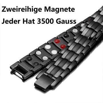 HYTIREBY Gliederarmband Magnetarmband für Männer Armband Gesundheit (Baugruppen), Titan Magnet-Armband zweireihig 4 Elemente schwarz