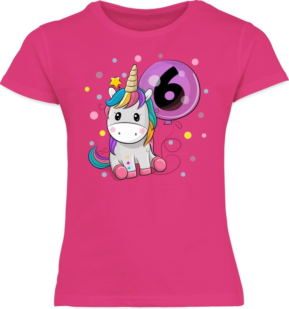 T-Shirt Einhorn 6 Geburtstag Mädchen Kindergeburtstag 6 Jahre