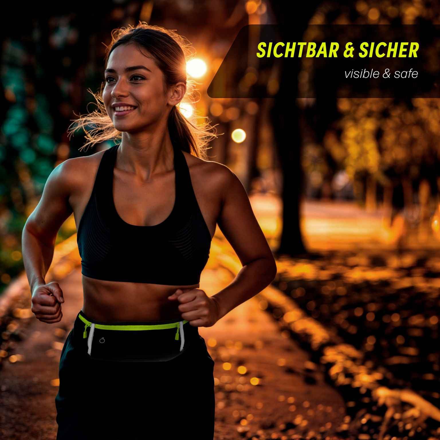 ONEFLOW Laufgürtel für rephone Lauftasche ActivePro Belt Schwarz Sport Handytasche zum Joggen Damen Herren Bauchtasche Handy Running