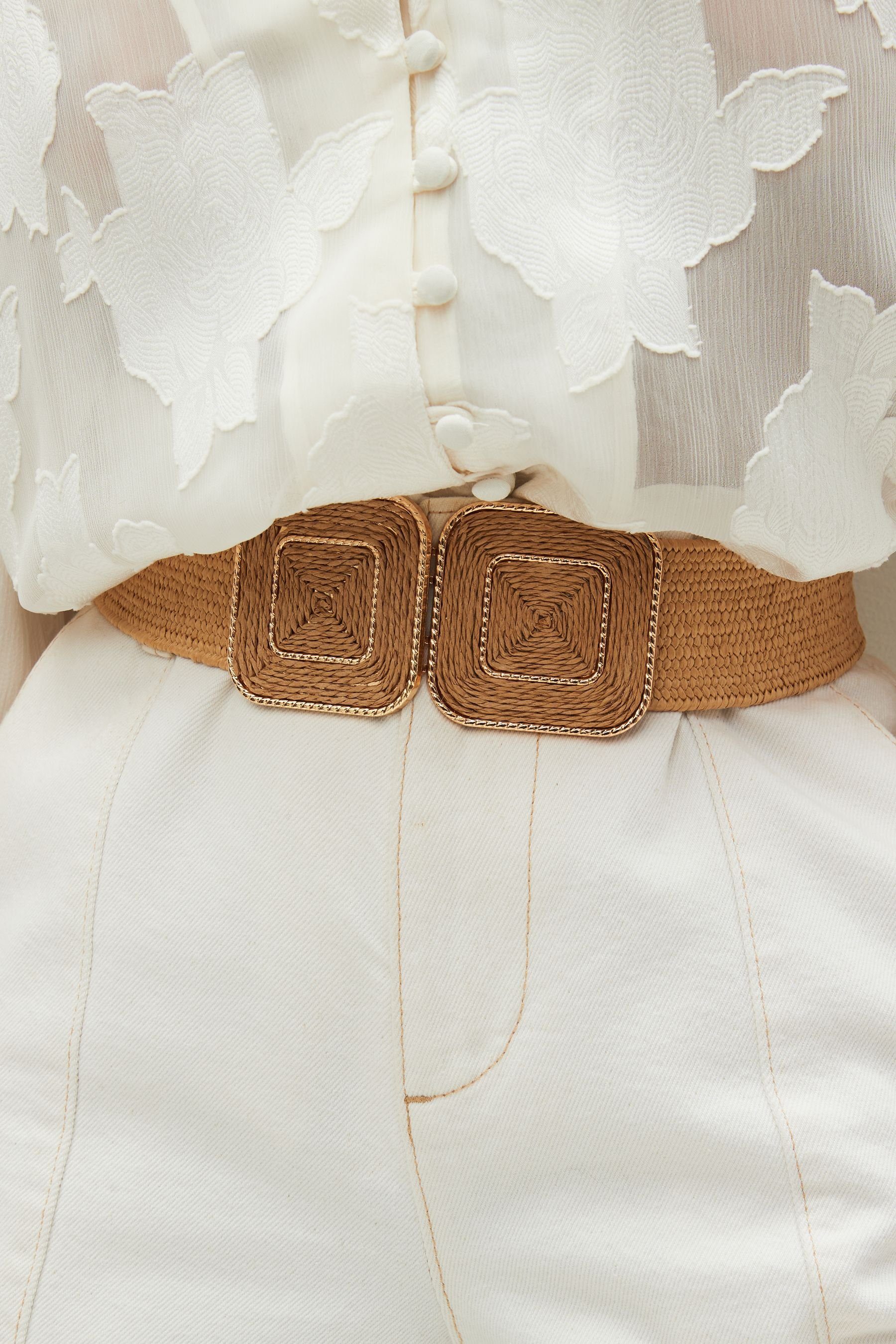 Next Stretchgürtel Breiter Bastgürtel mit eckiger Schnalle (1-St) günstig online kaufen