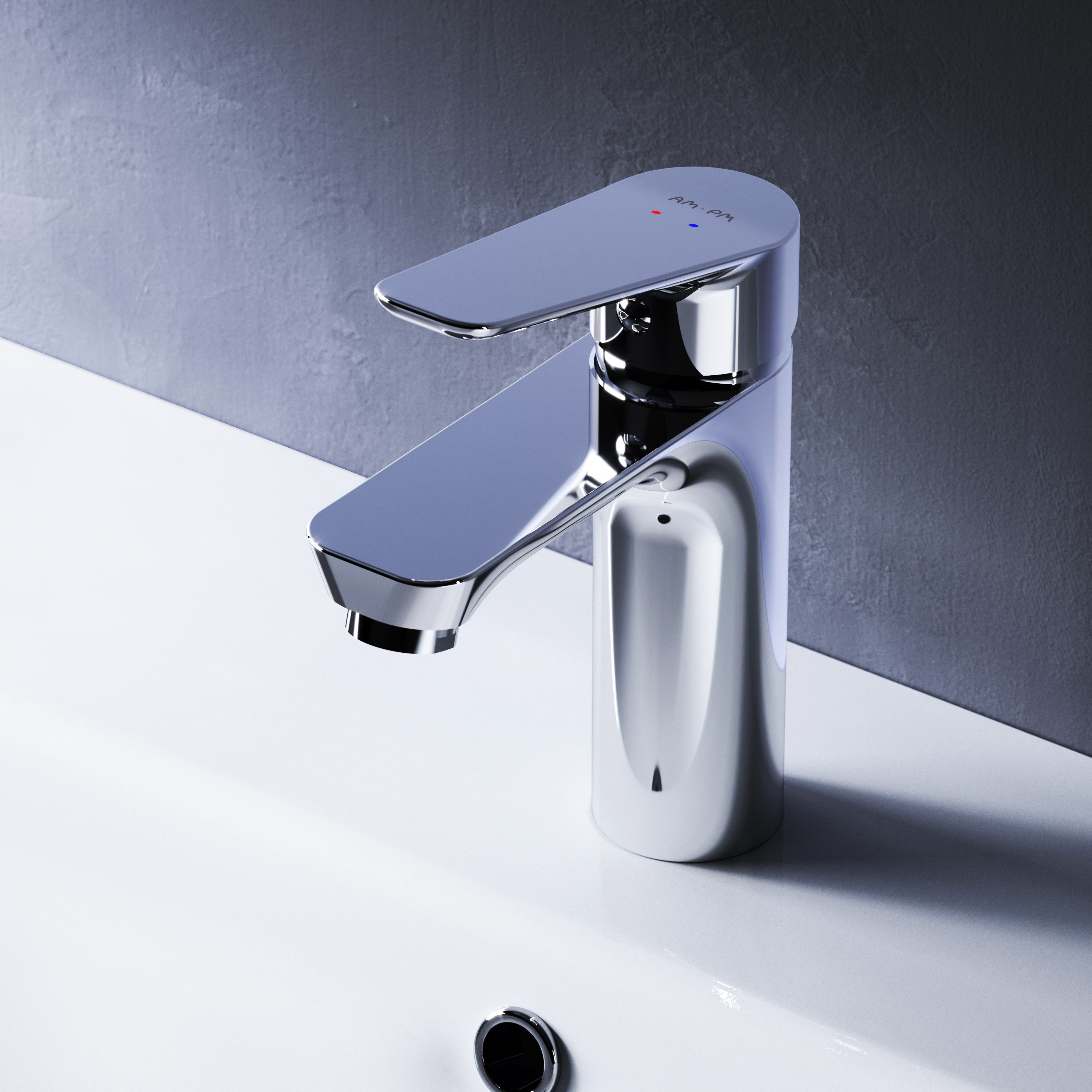 AM.PM Waschtischarmatur Badarmatur Bad Armatur HIT M-Größe Wasserhahn Waschbeckenarmatur (Einhebel-Mischarmatur, Mischbatterie inkl. 2 x G 3/8-Anschluss) Einhebelmischer für warmes und kaltes Wasser