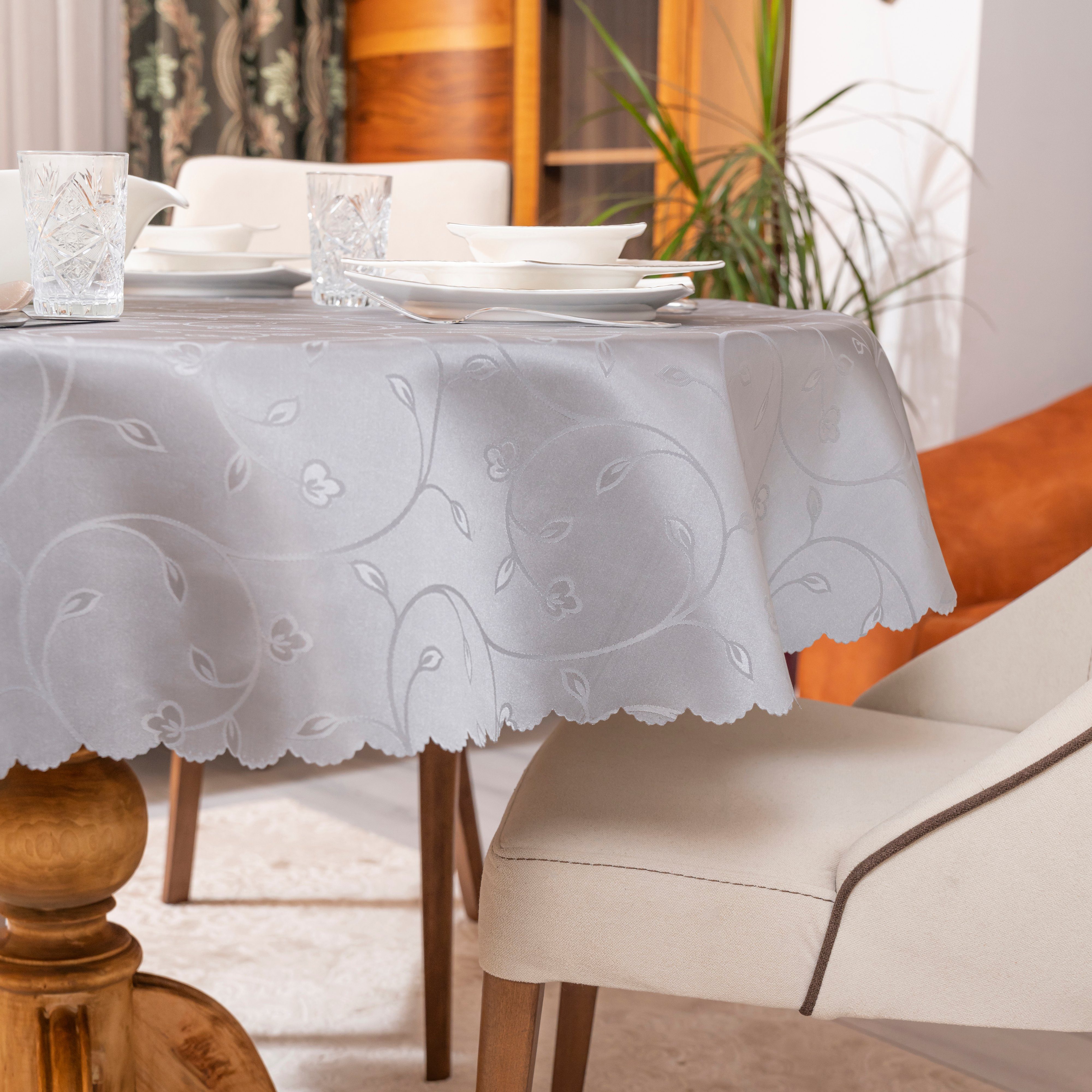Lotuseffekt, Cloth) Tischdecken Beige - Table & (Tischdecke Simurq Tischdecke Abwaschbar Tischdecke Rund weiß Pflegeleicht Wasserabweisend Grau Tischtuch -