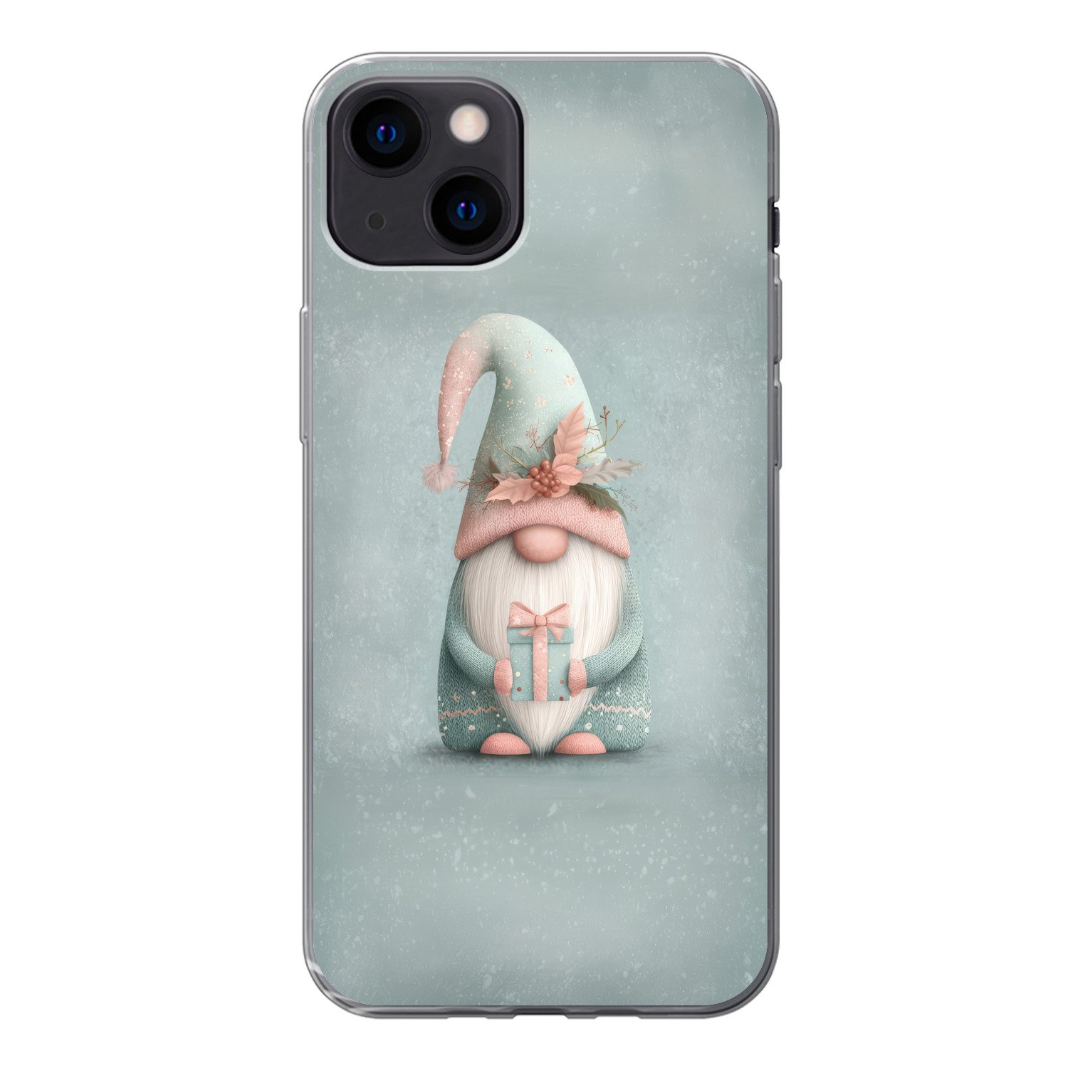 MuchoWow Handyhülle für Apple iPhone 13 Weihnachtszwerg - Geschenk - Grün, Smartphone-Bumper, Print, Handy Schutzhülle Dünn