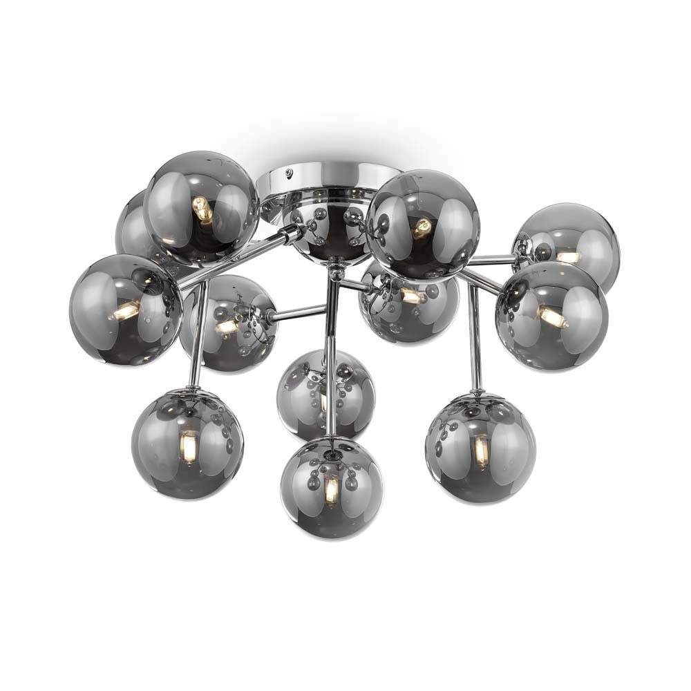 Maytoni Kugelleuchte, Leuchtmittel nicht inklusive, Deckenleuchte Wohnzimmerlampe Deckenlampe Metall Glas Chrom Rauchig D